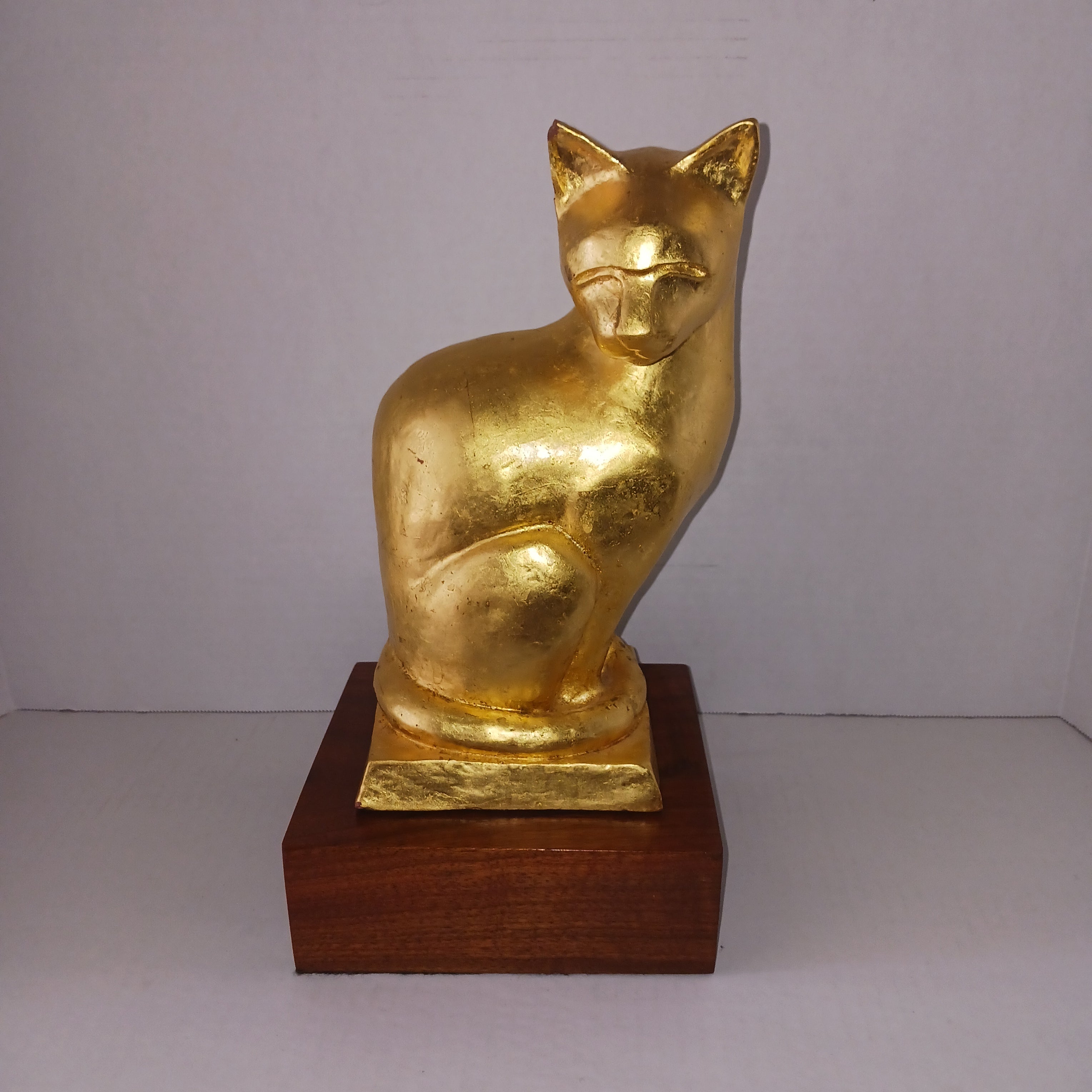 Golden Cat - Ceramic with Gold Leaf by Paul Rigby Stratford NJ Artist c. 2002