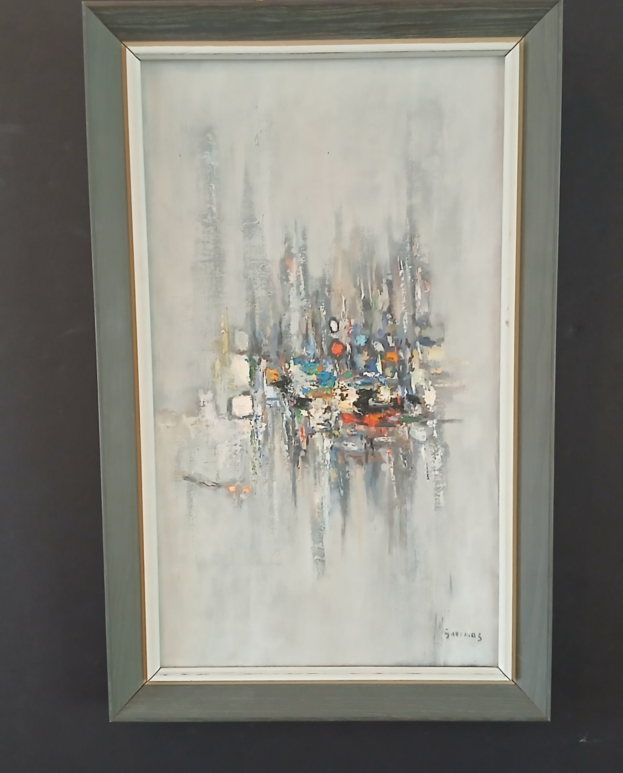 1960s Abstract Oil on Canvas by Abdelkader Guermaz