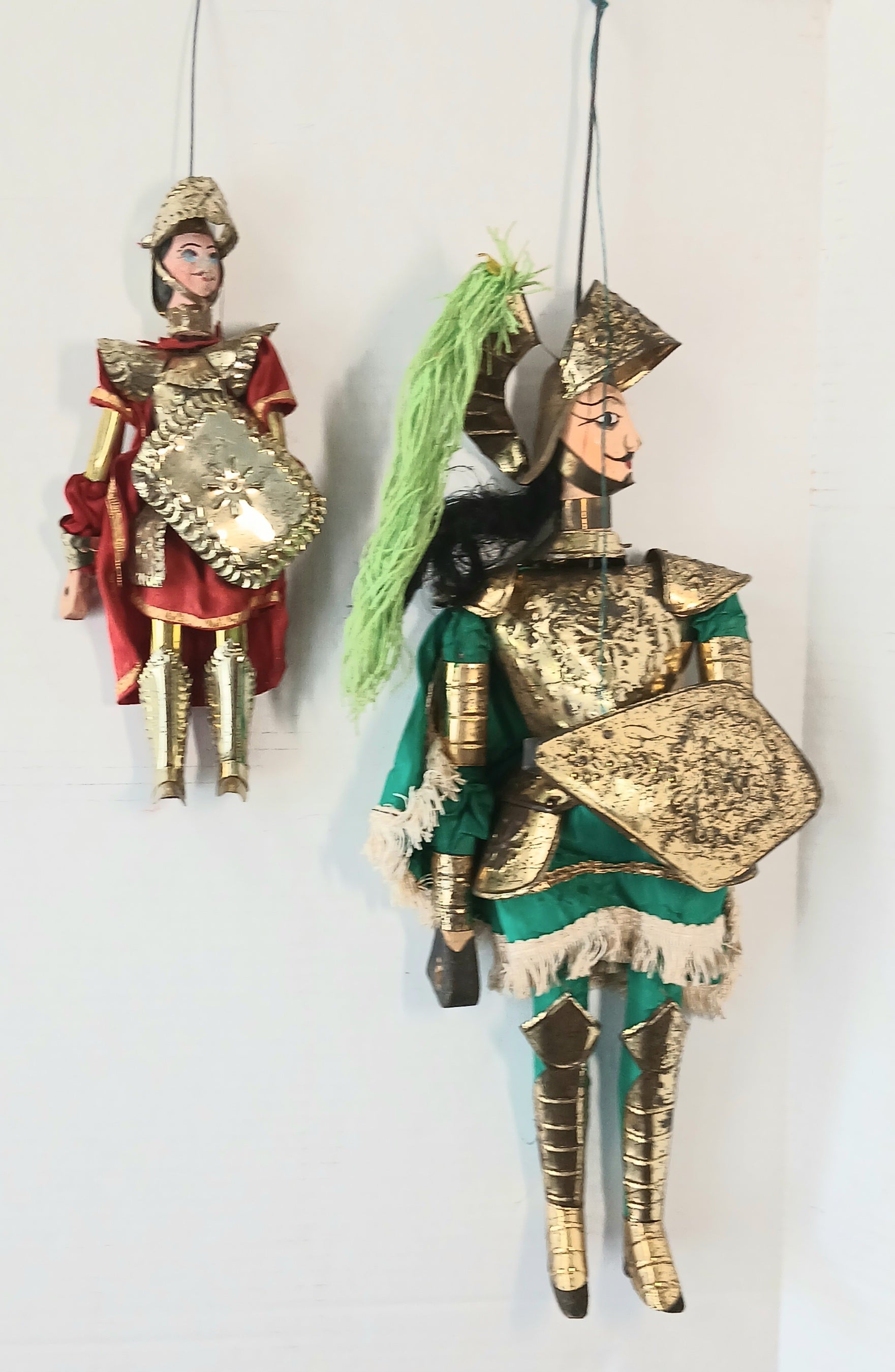 Pair of Old Vintage Knight Soldier Marionettes