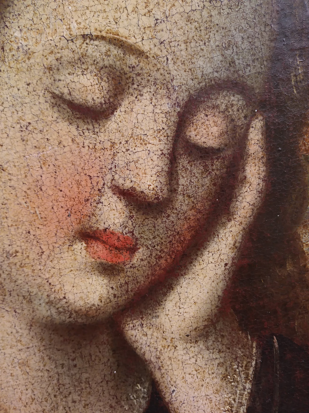 Our Lady of Sorrows 18th Century Oil on Canvas of the Madonna