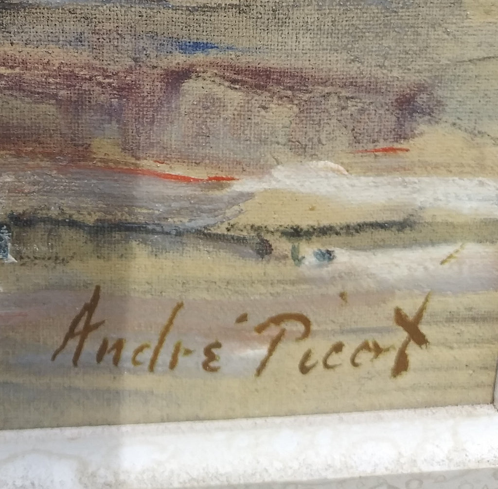 Mid 20th Century "St. Denis Paris Street" Oil Painting by Andre Picot Listed