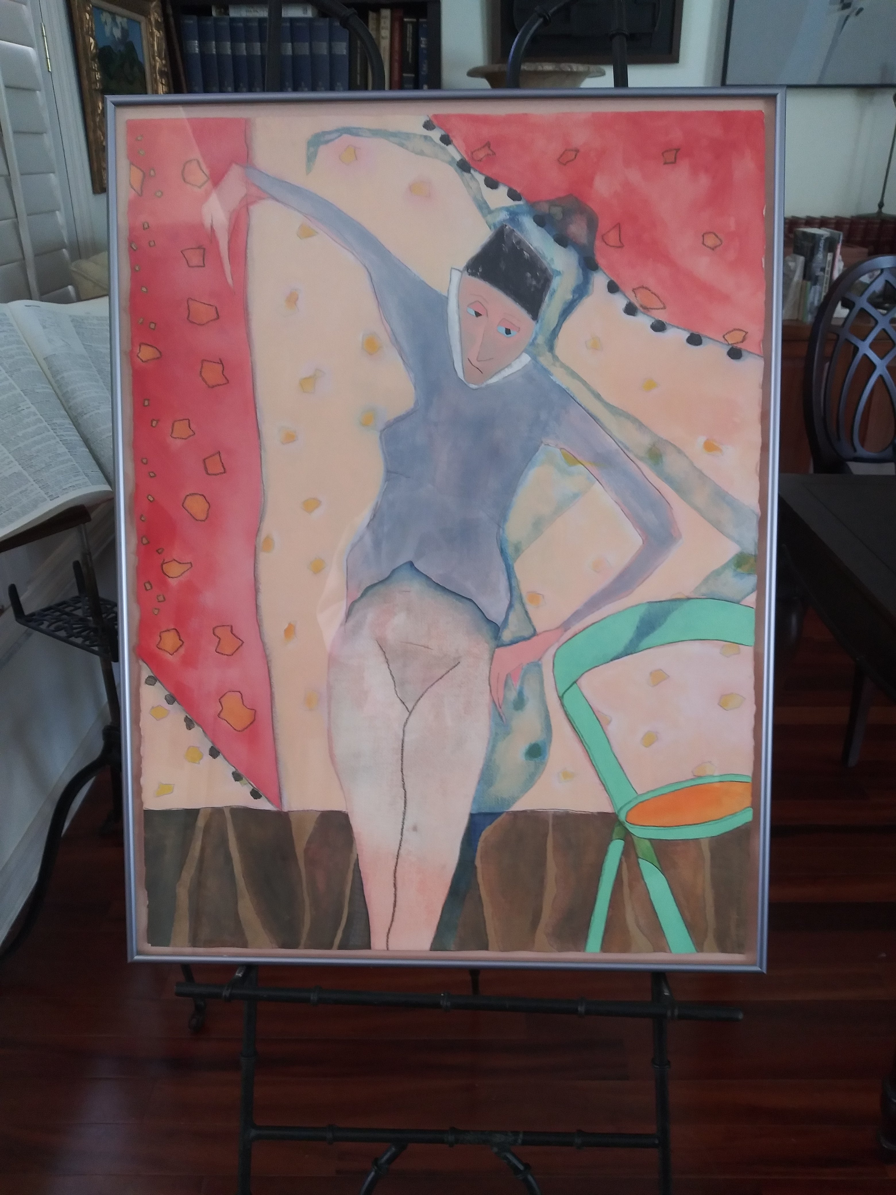 1997 "The Blue Dancer" Original Mixed-Media Artwork by Catherine Dougherty