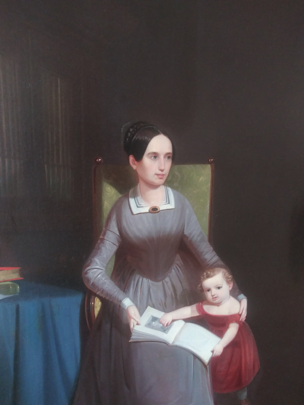 Early 19th Century "Mother and Child" Portrait Oil Painting