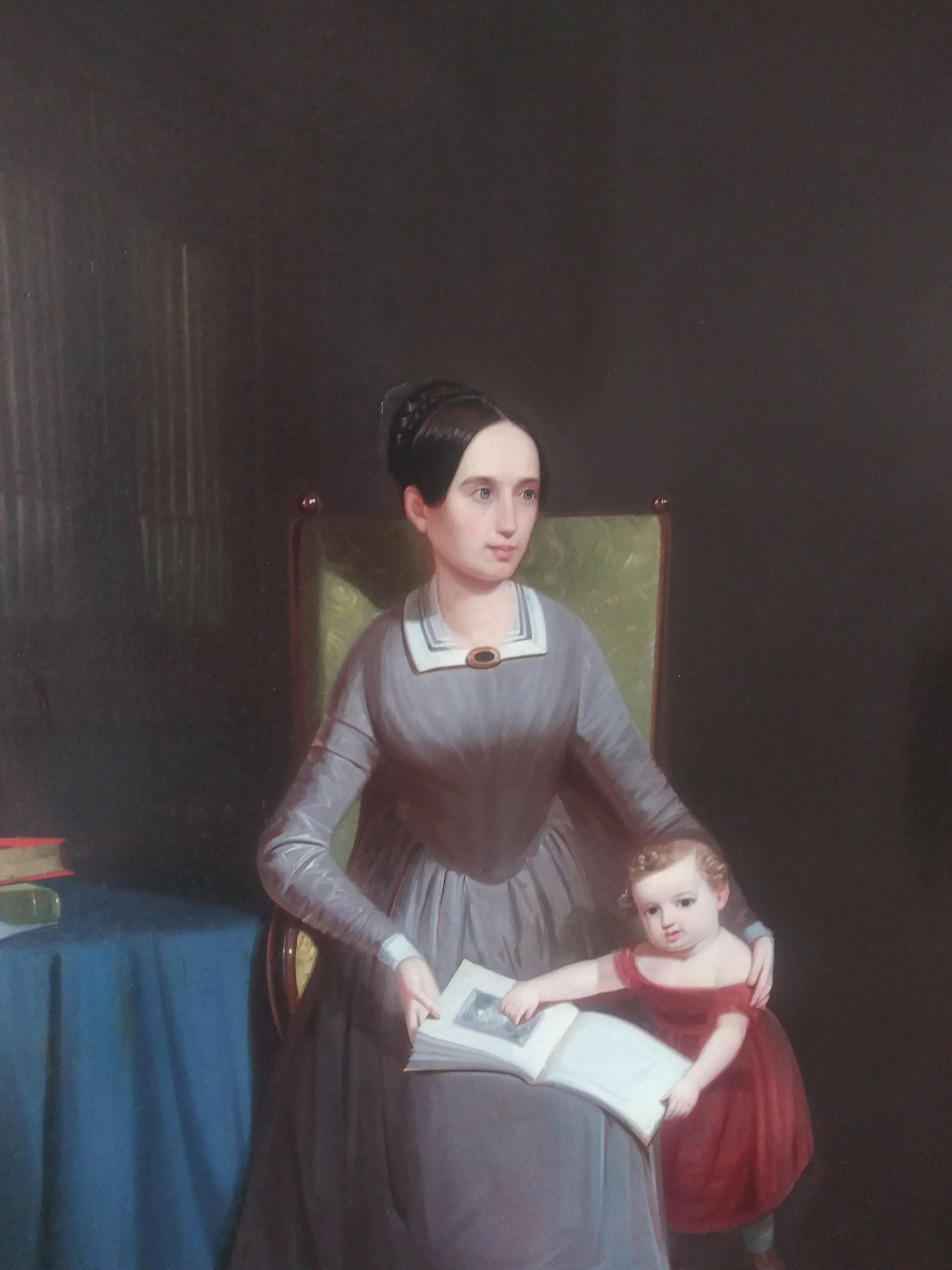 Early 19th Century "Mother and Child" Portrait Oil Painting