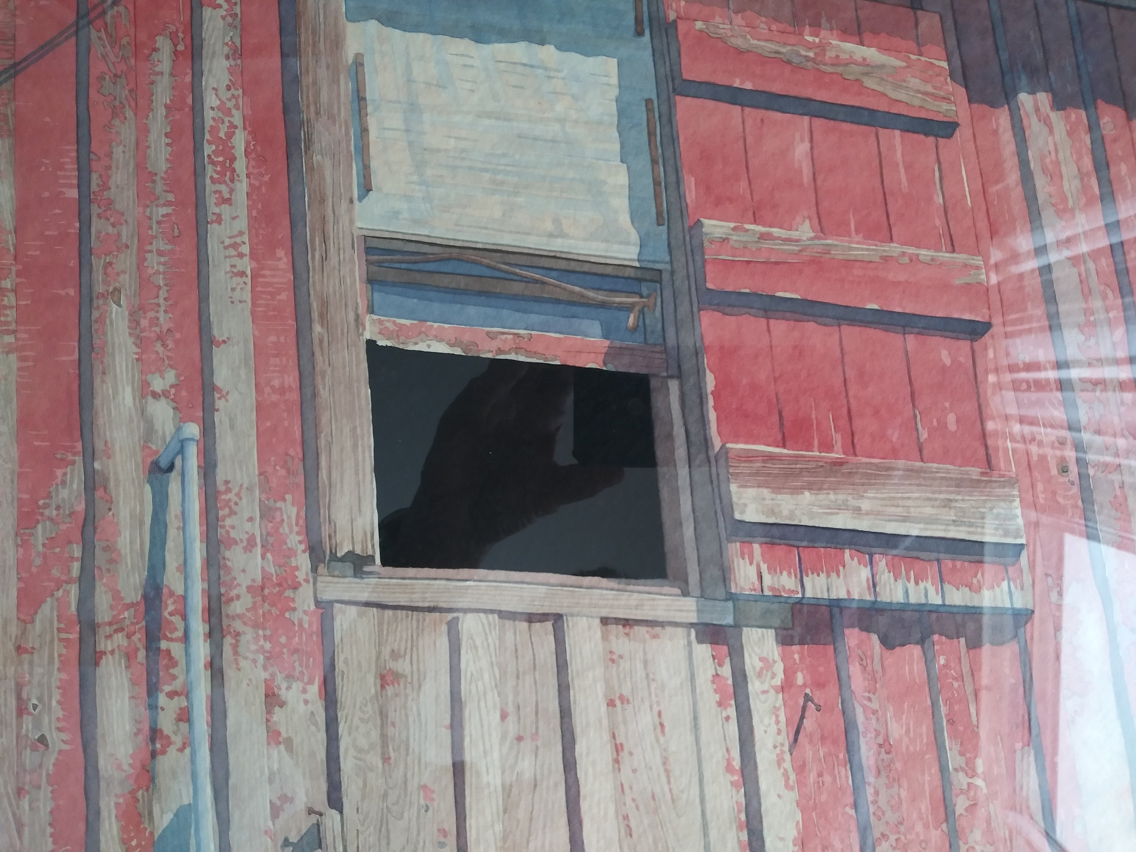 Photorealistic Watercolor "The Open Window" signed Monk 1977