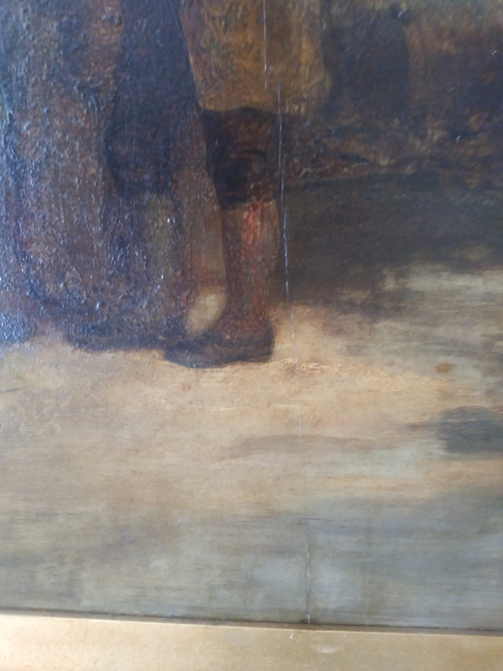 1860s British School Oil on Board Painting "What's Elsie Worth?"