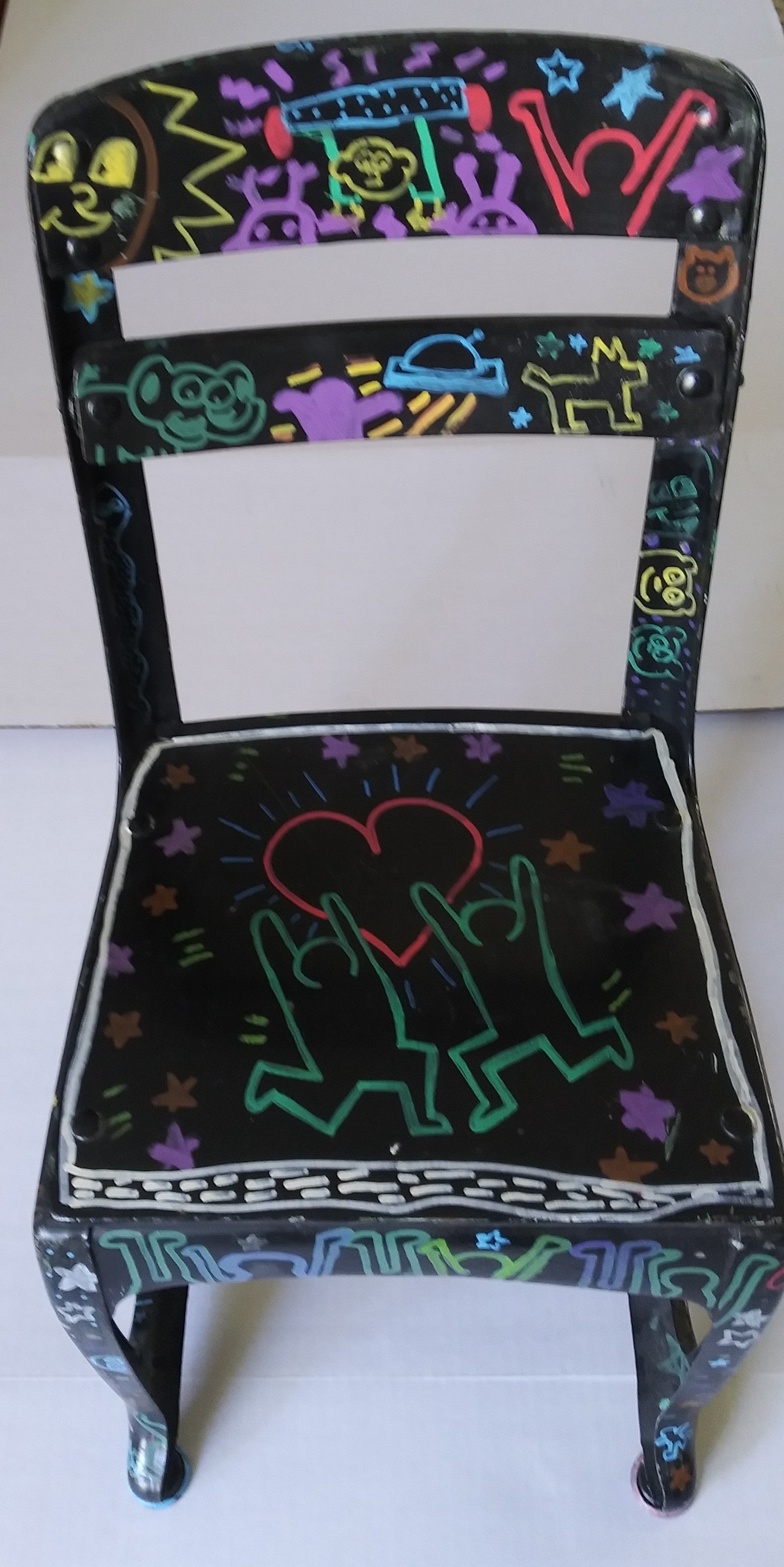 Keith Haring Child's Chair Hand Painted by Four Women Artists