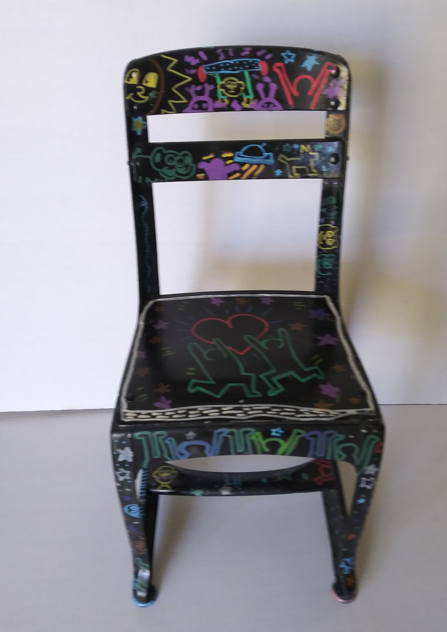 Keith Haring Child's Chair Hand Painted by Four Women Artists