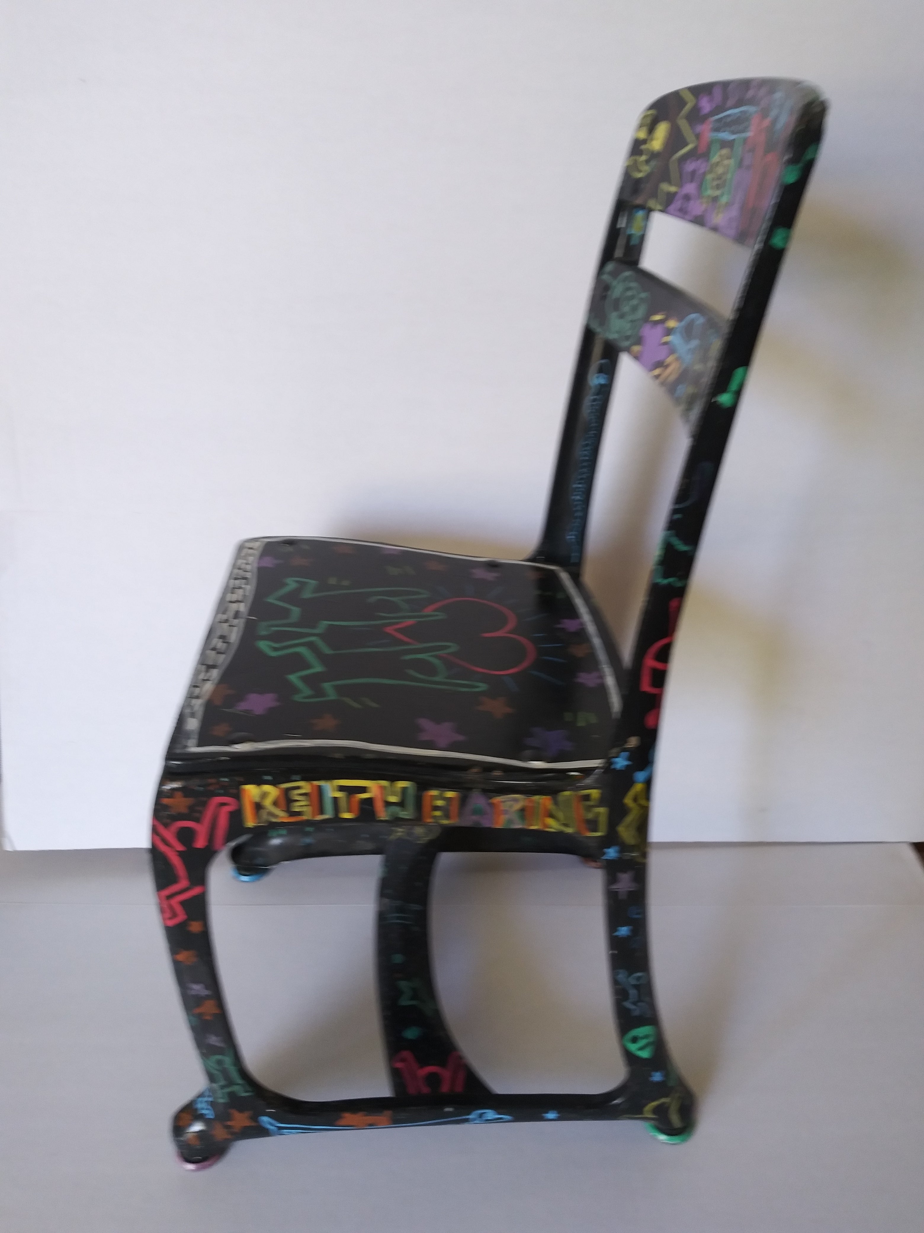 Keith Haring Child's Chair Hand Painted by Four Women Artists