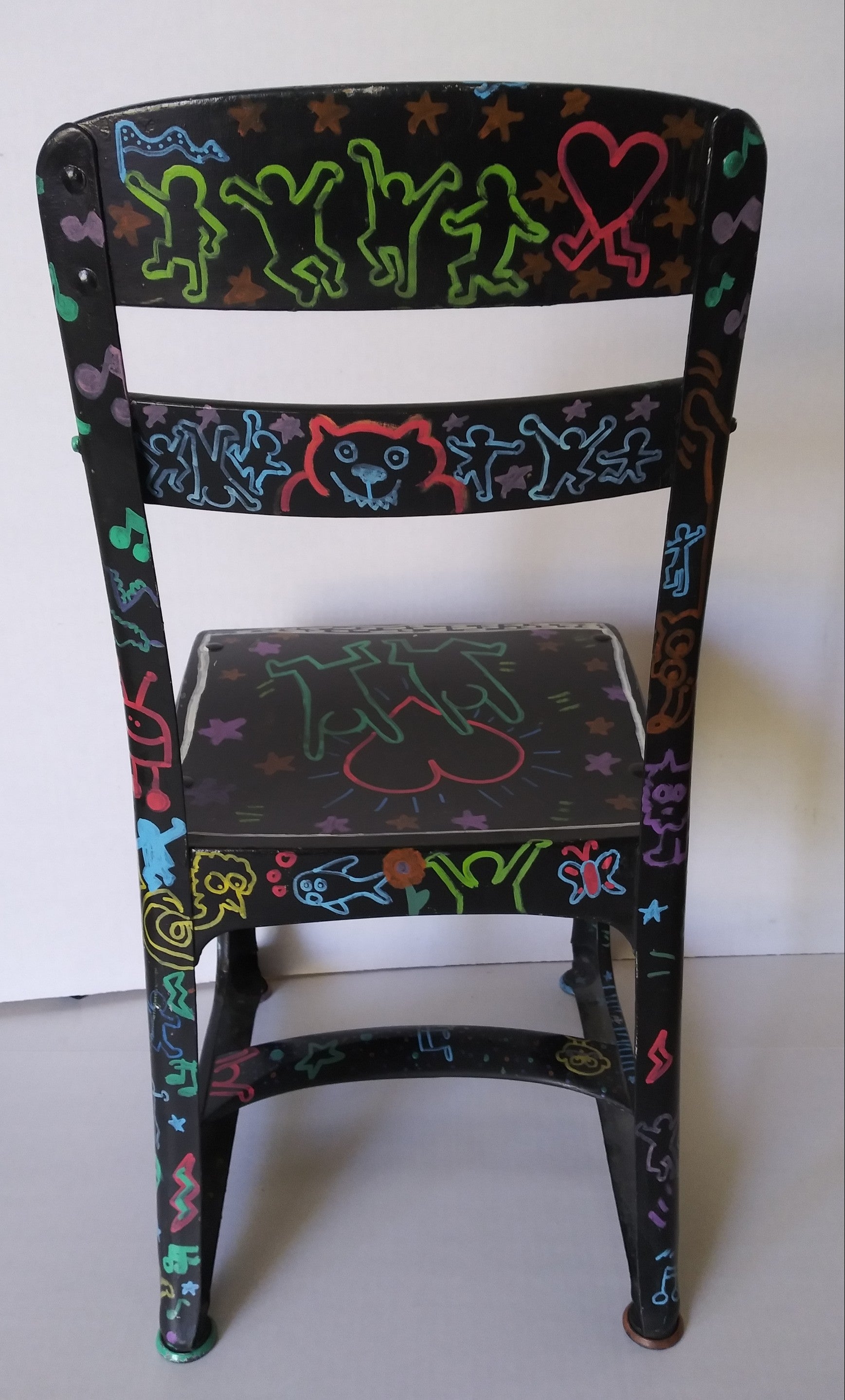 Keith Haring Child's Chair Hand Painted by Four Women Artists