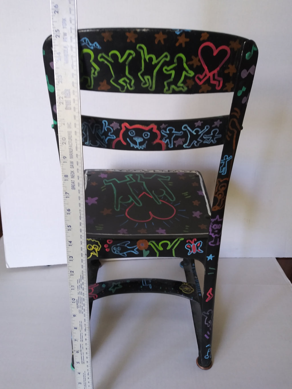 Keith Haring Child's Chair Hand Painted by Four Women Artists