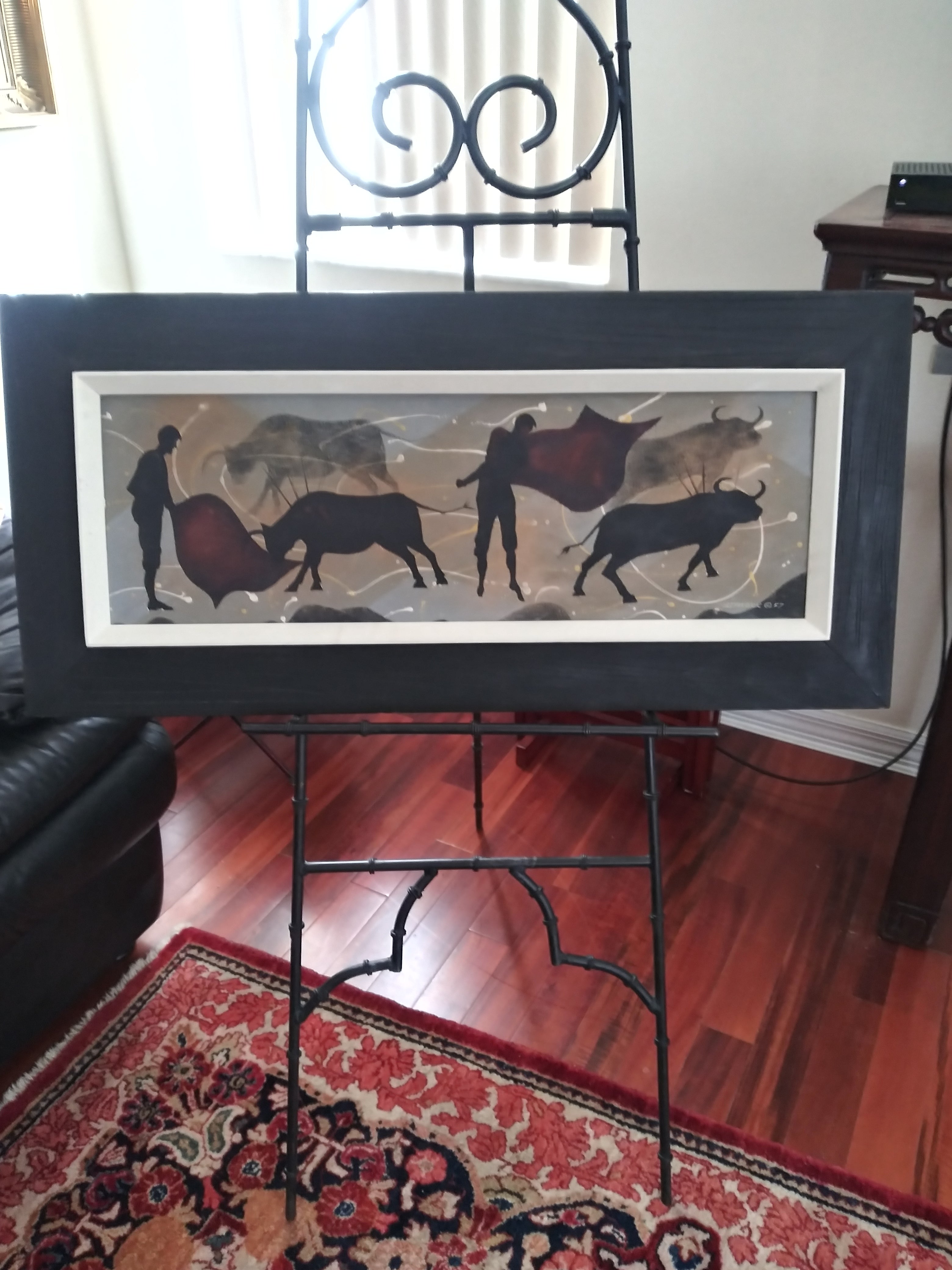 Mid-Century Modern Painting Matadors and Bulls by Edgar Stareck 1957 Listed
