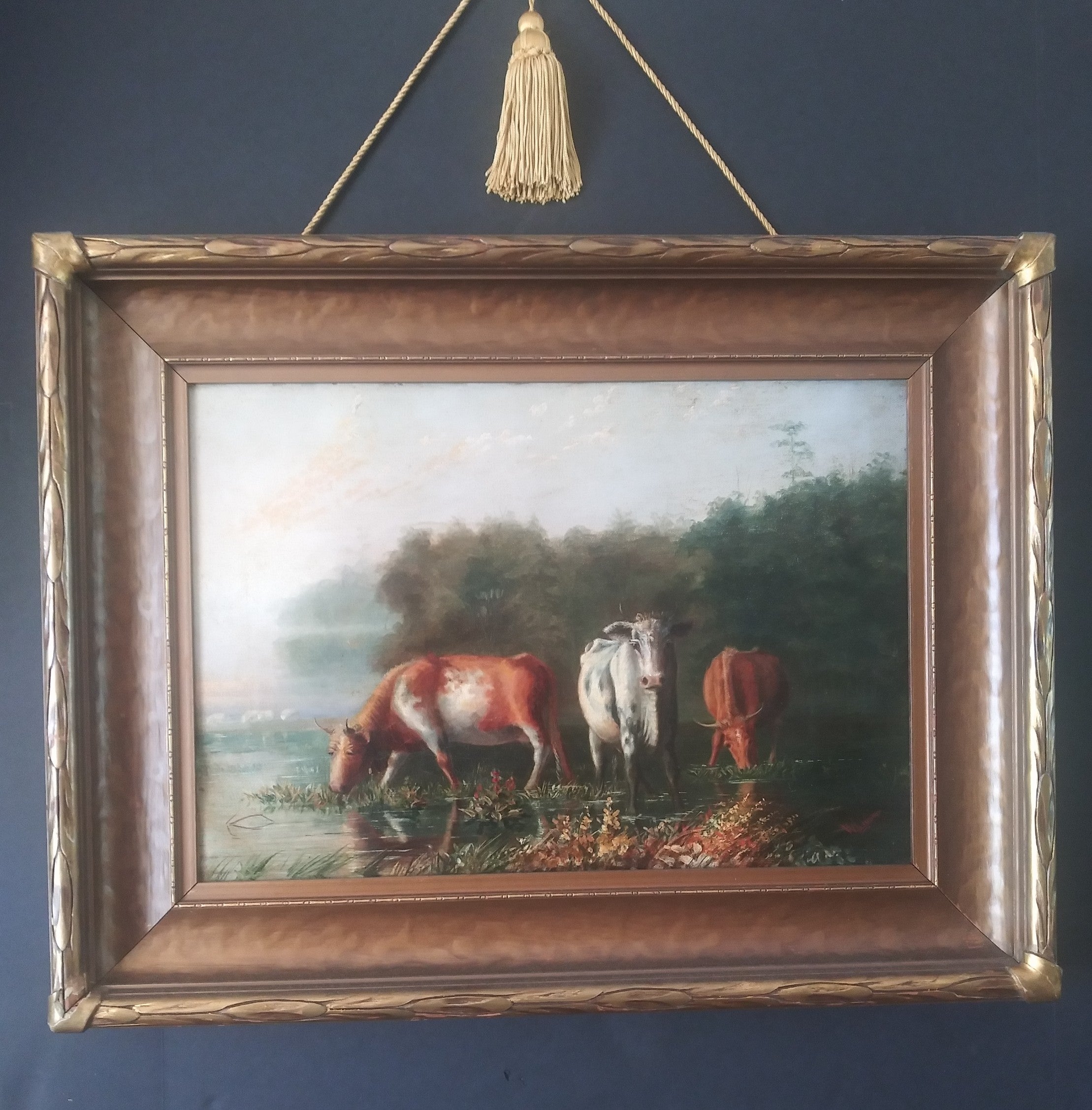 Cattle Watering, oil on canvas by William Lees Judson 1842-1928 Listed Artist