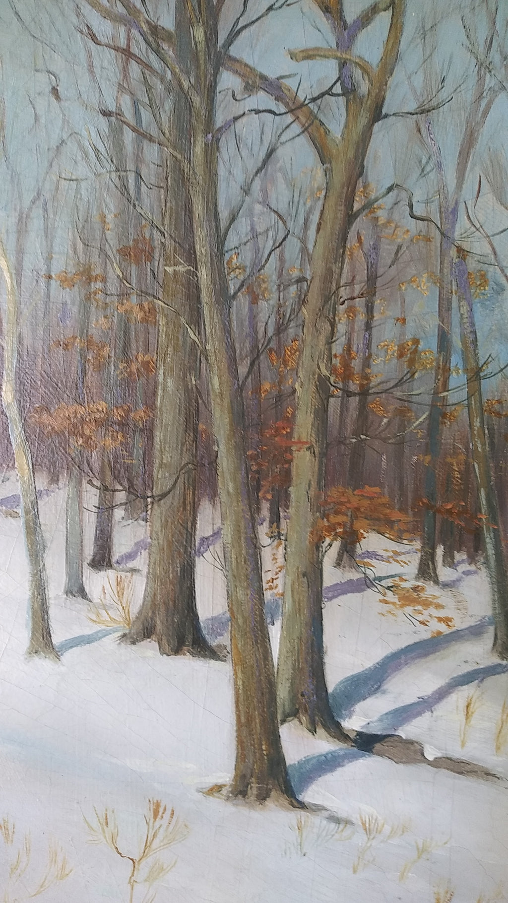 Snow Painting "The Valley and the Spires" Oil by Esther Flint Carter Listed