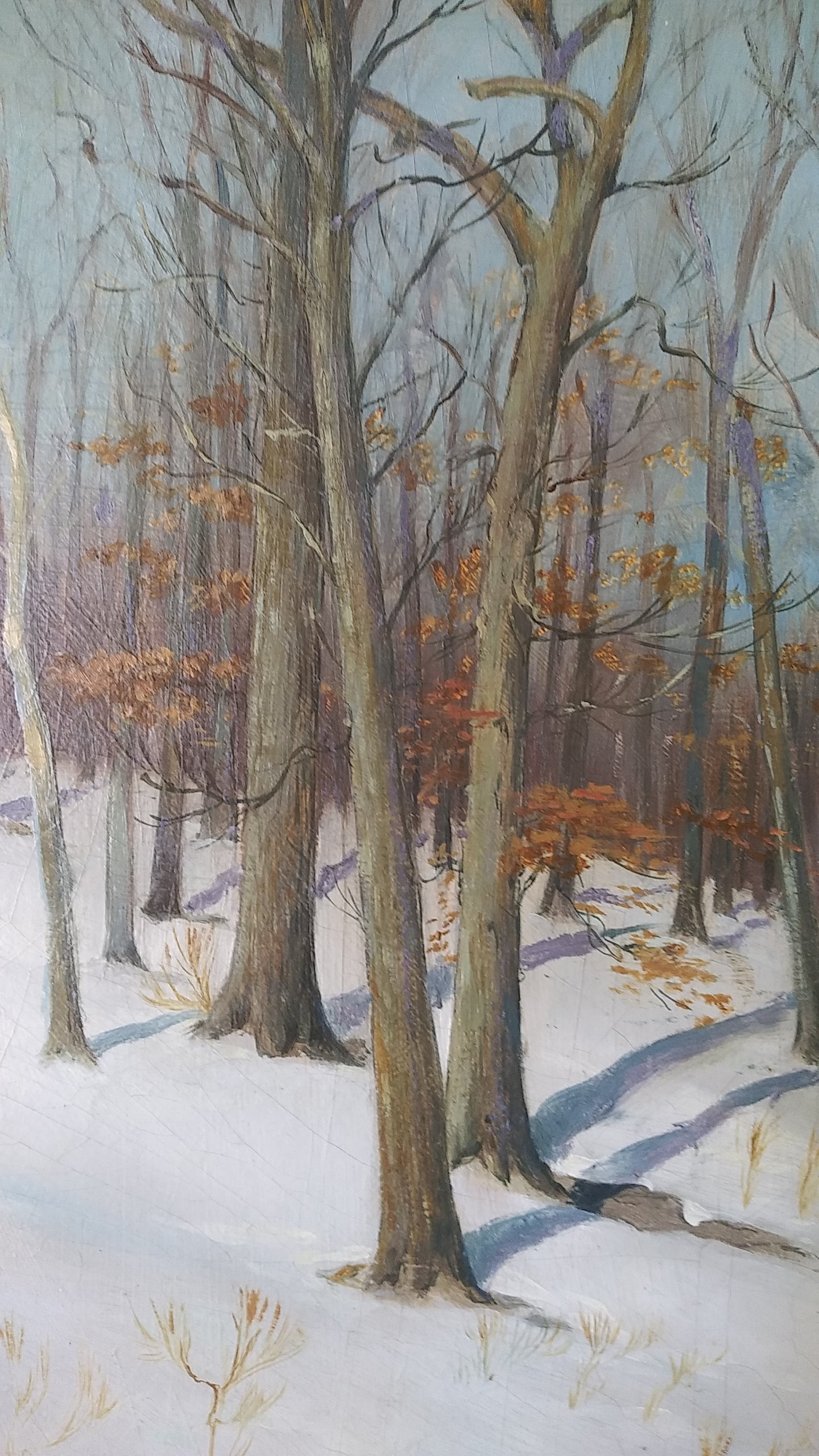 Snow Painting "The Valley and the Spires" Oil by Esther Flint Carter Listed