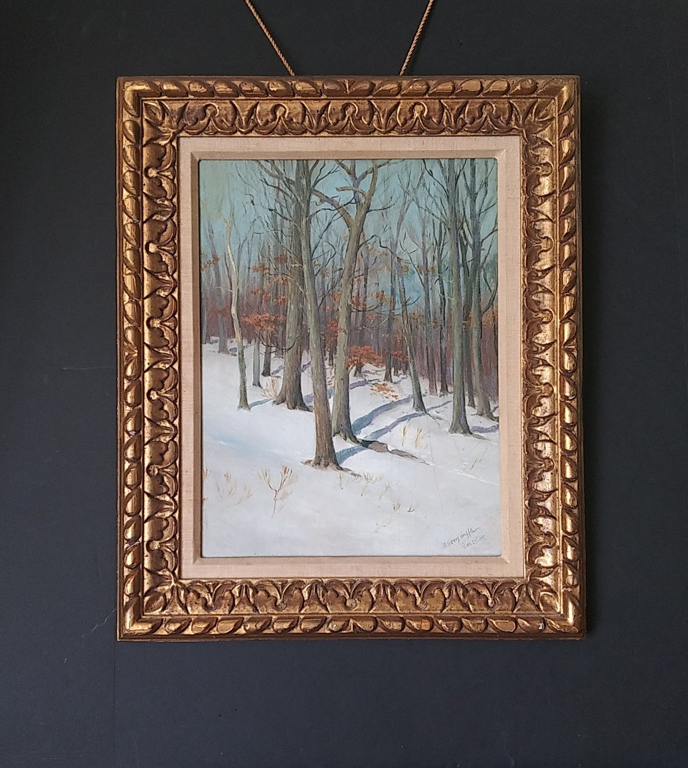 Snow Painting "The Valley and the Spires" Oil by Esther Flint Carter Listed