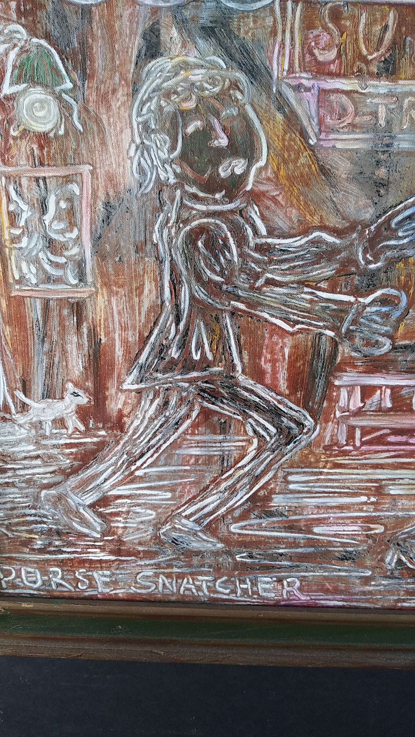 Paul Nickle "Welsh"- The Purse Snatcher - Outsider Art - Folk Art - Oil / Canvas