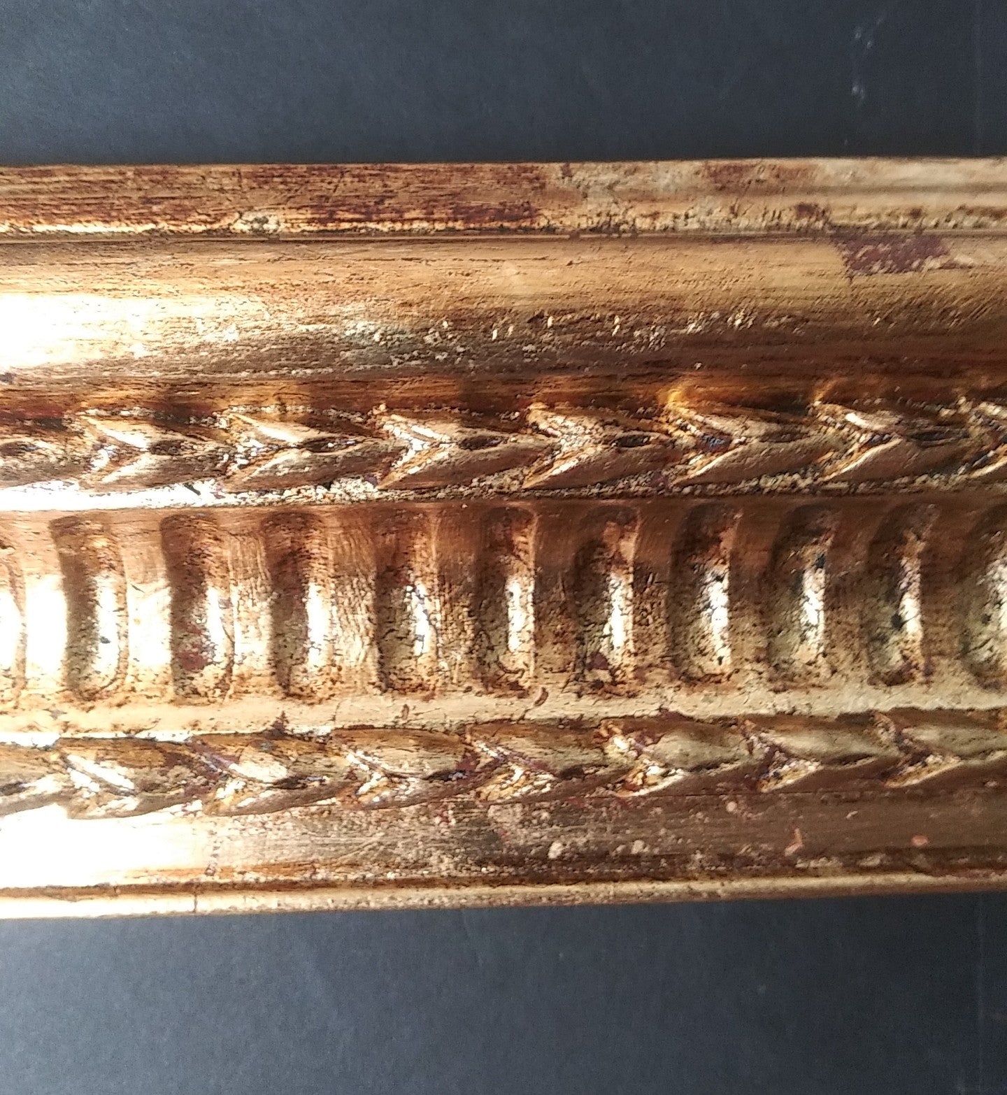 20' x 39" 19th Century Gilded Fluted Cove Frame with Carved Bell Flower Ornament