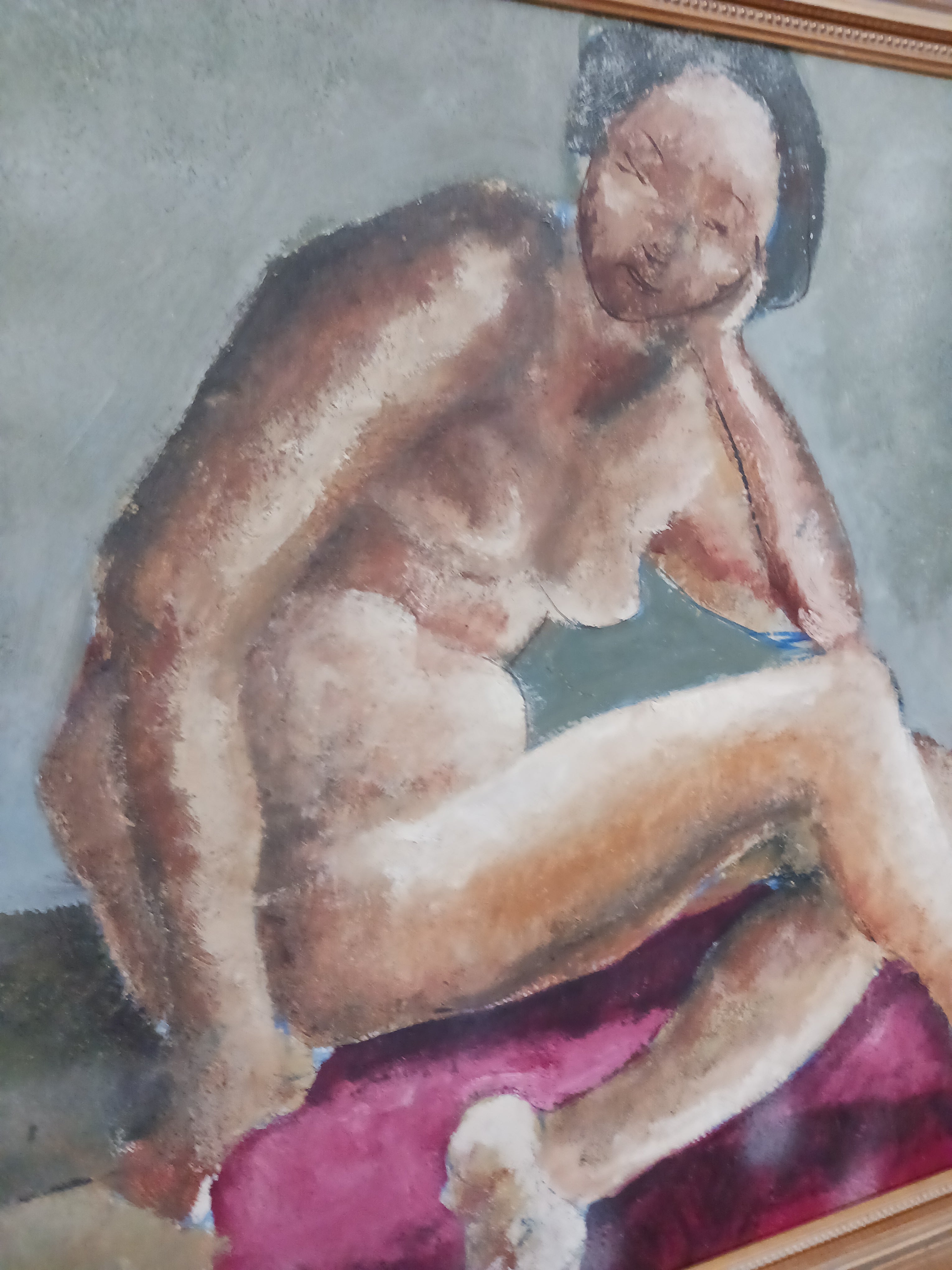 Muriel Walcoff Two-sided Oil - Park Strollers/Female Nude - Smithsonian Listed