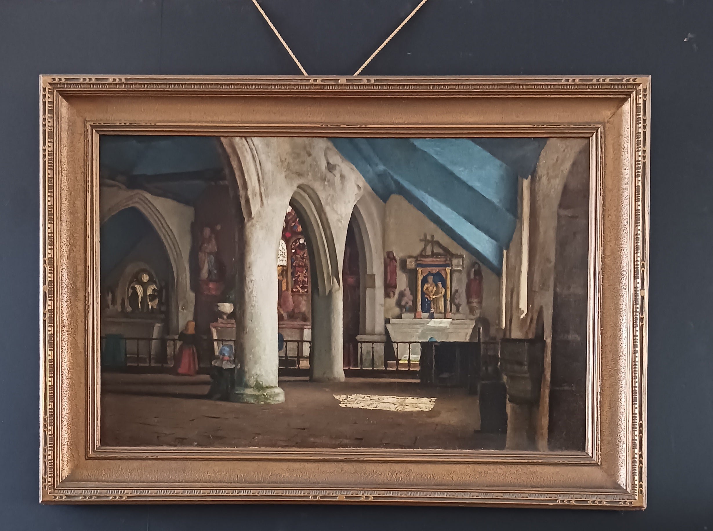 Cathedral Interior by Charles J. Bridgman Oil on Canvas 1876 Listed Artist