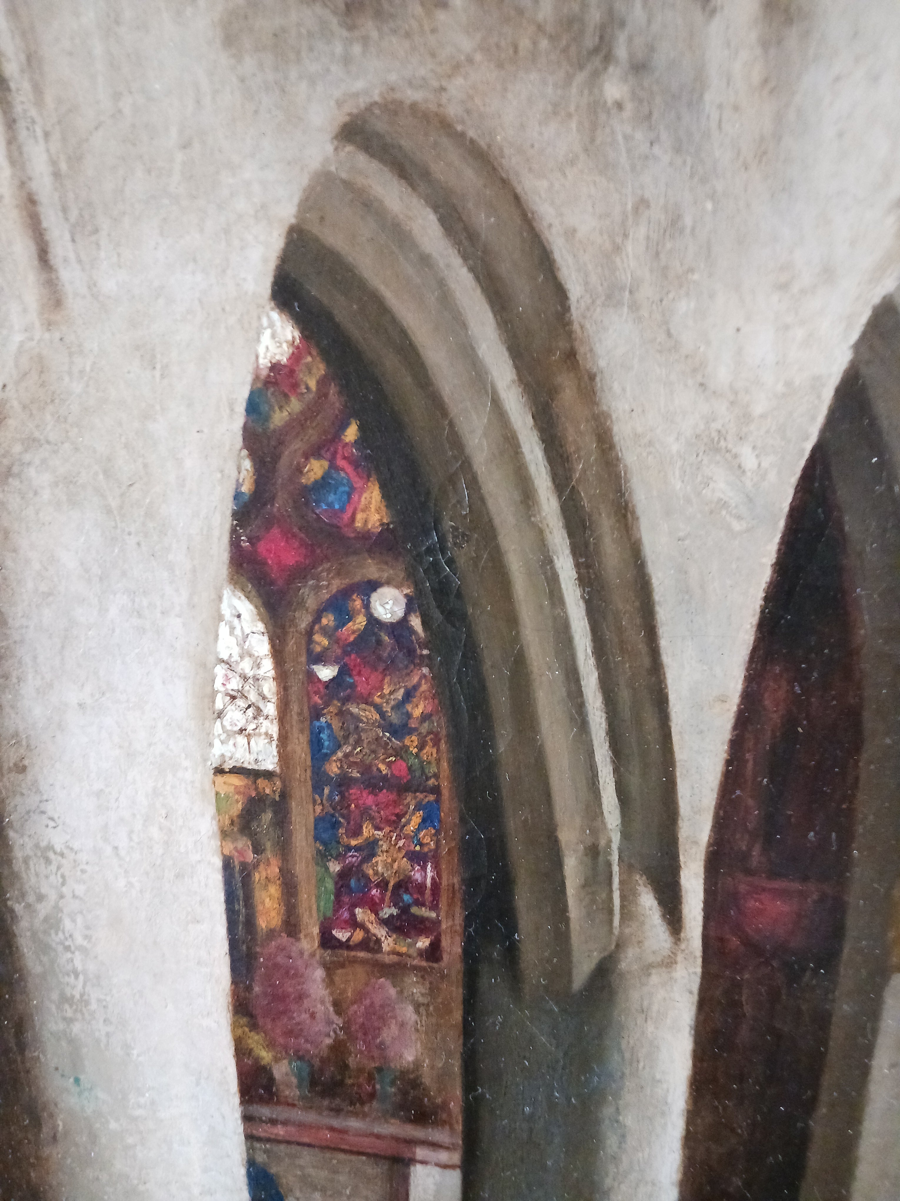 Cathedral Interior by Charles J. Bridgman Oil on Canvas 1876 Listed Artist