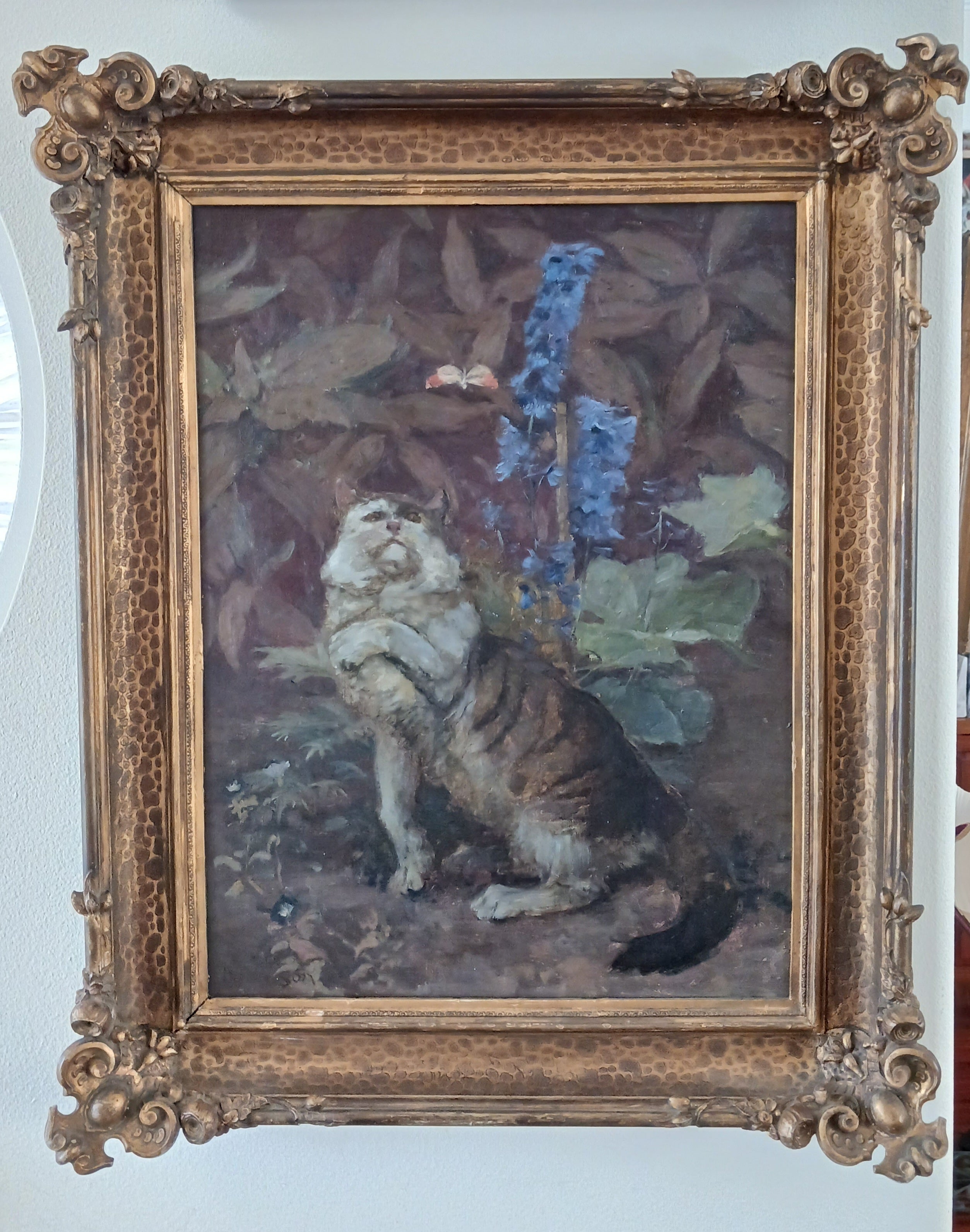 "An Uninvited Guest" by Arthur Tomson listed British artist c. 1890