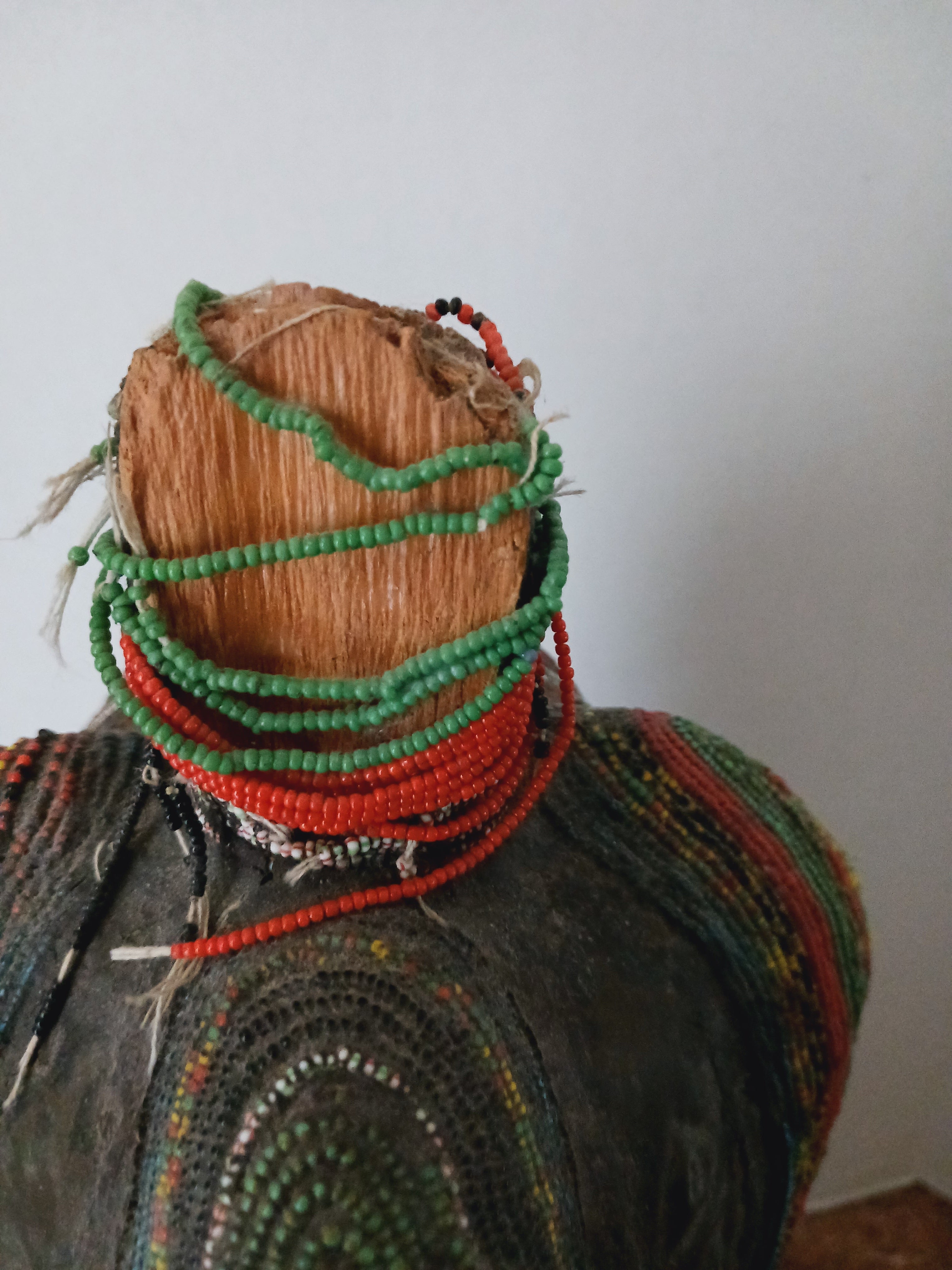 Stunning West African Bust - Wood, Metal, Beads, and Cowrie Shells Early 20th C.