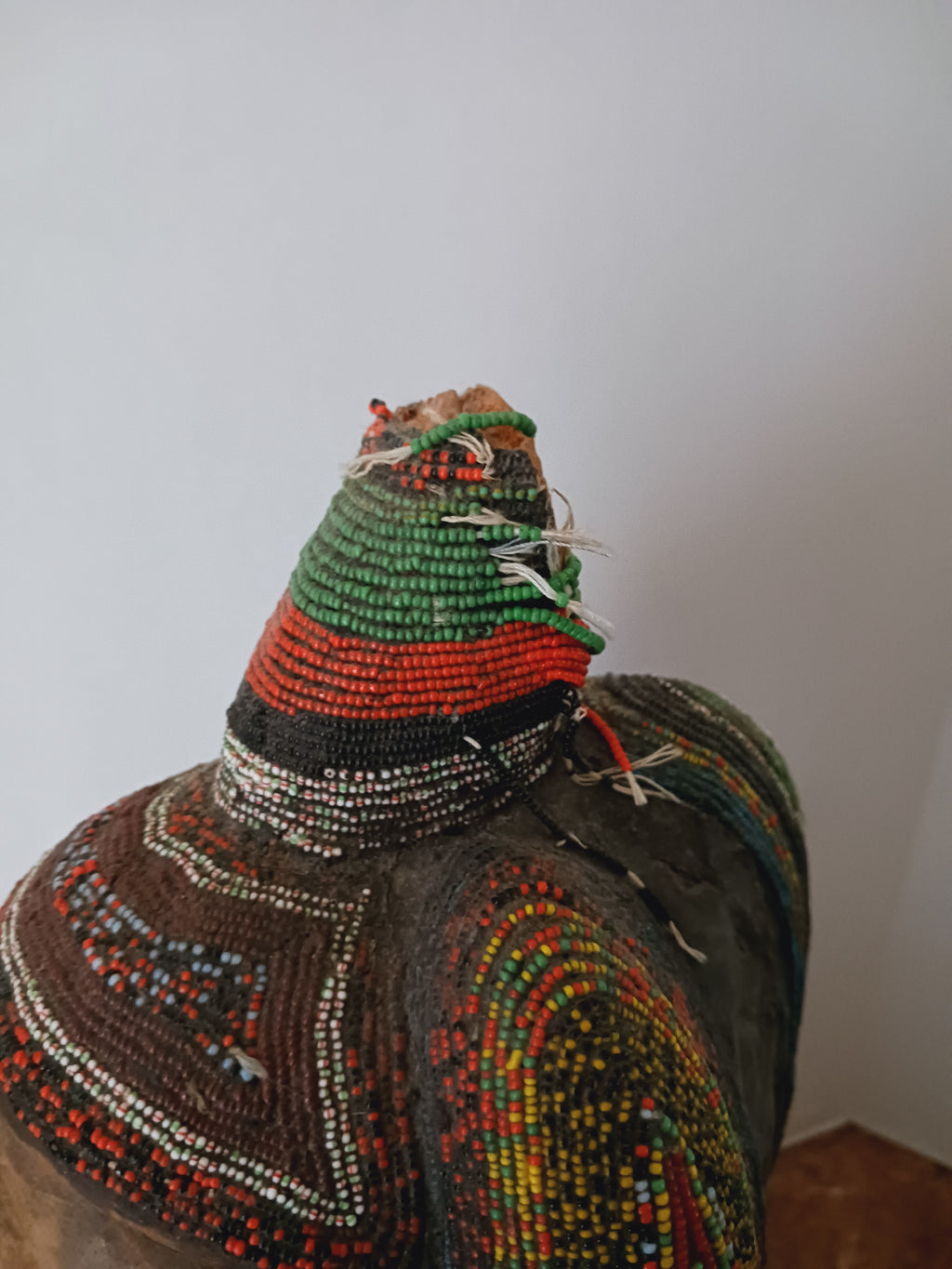 Stunning West African Bust - Wood, Metal, Beads, and Cowrie Shells Early 20th C.