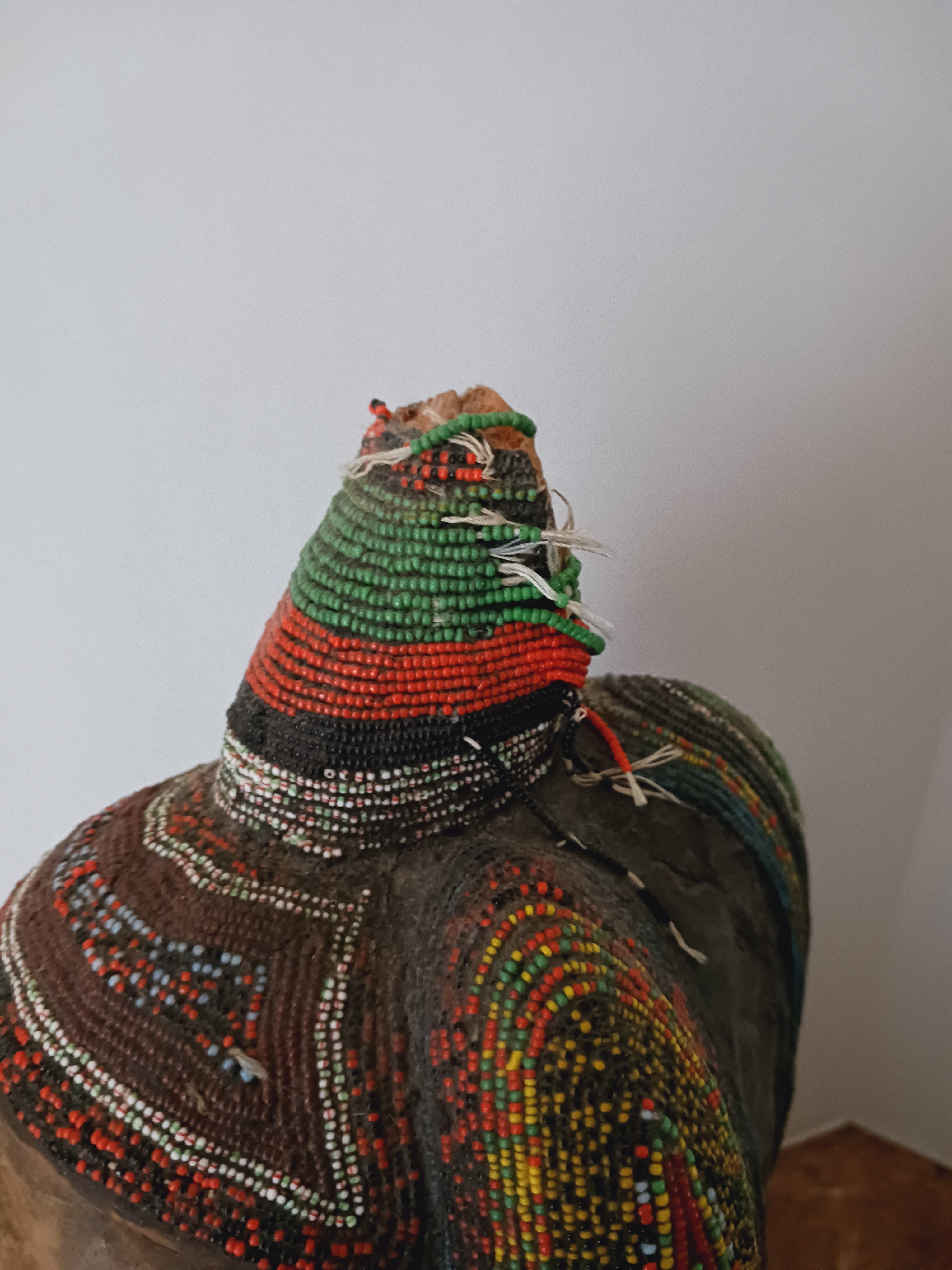 Stunning West African Bust - Wood, Metal, Beads, and Cowrie Shells Early 20th C.