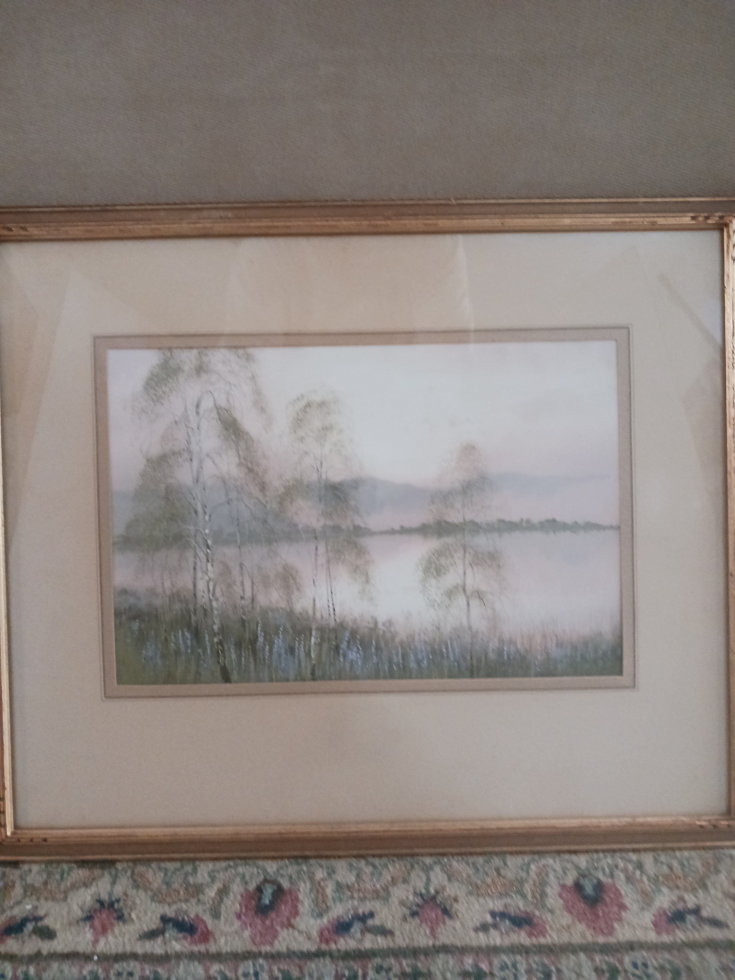 Evening Glow Watercolor by Scottish Artist John MacBane 1940s Listed Artist