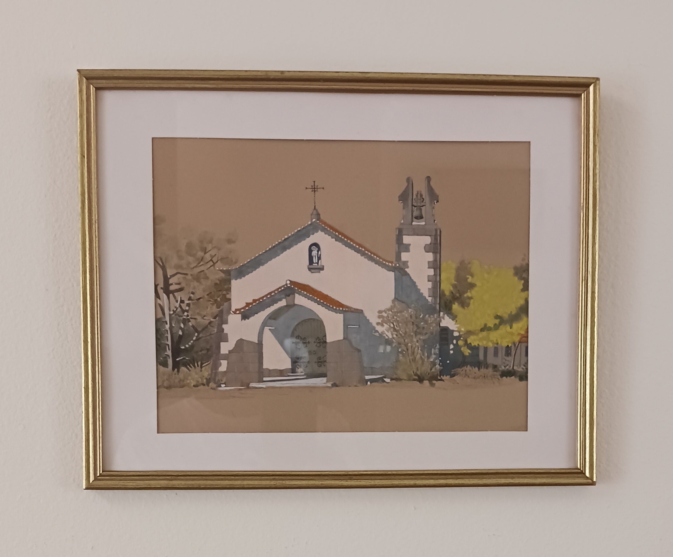 Chapel on a Quenta at Torres, Portugal -WC by listed Canadian John Edward Coates