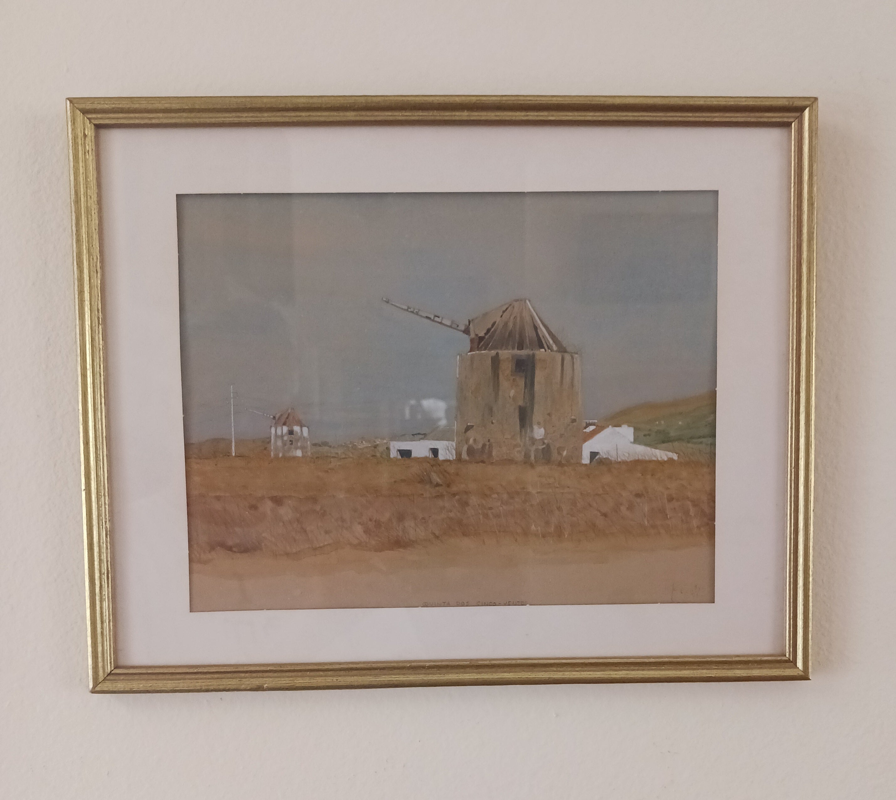 Windmills at Aveno, Portugal - 1981 WC by listed Canadian John E. Coates