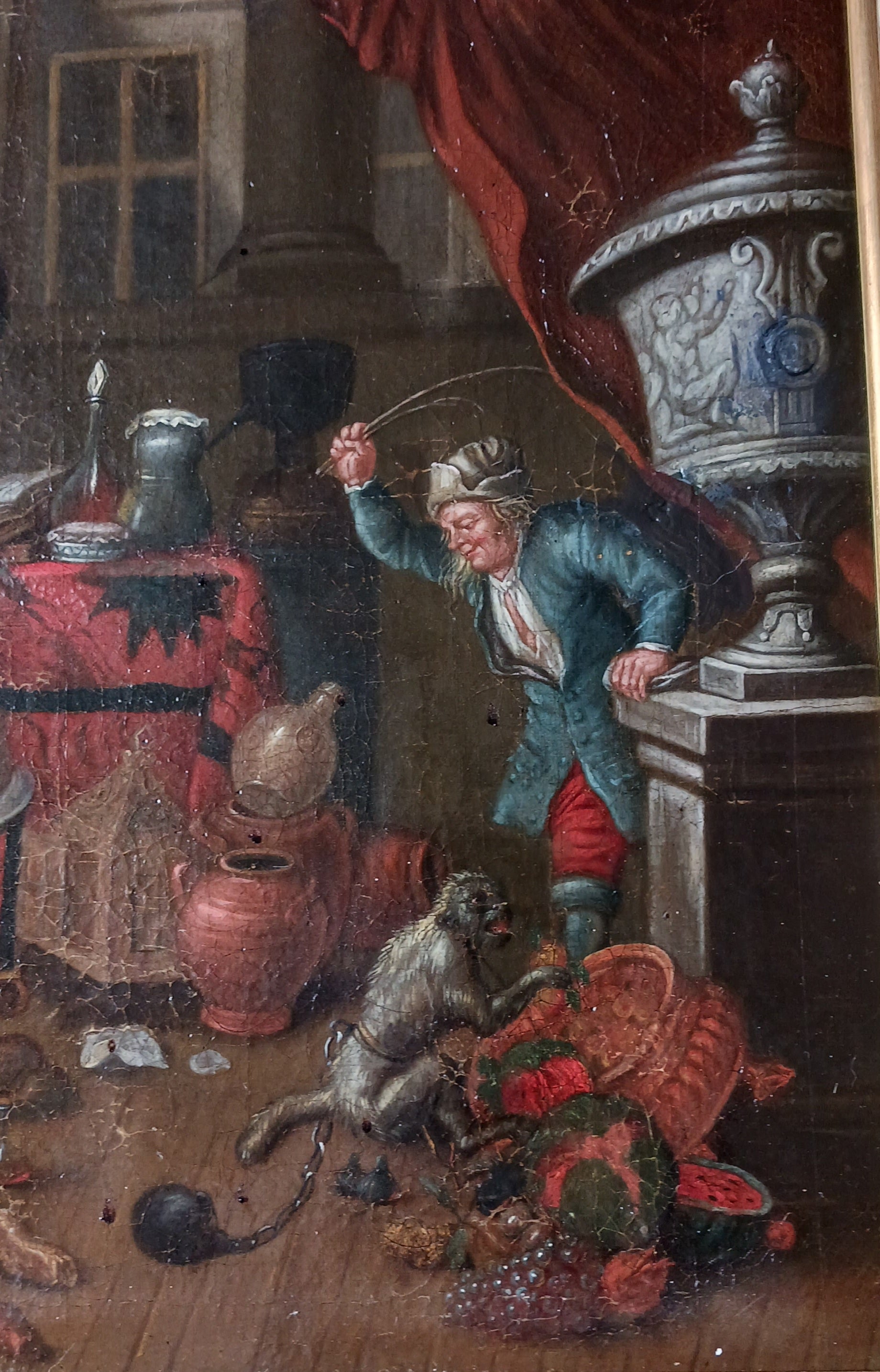 18th C. Flemish Medical Genre Oil on Canvas, the Urine Tester