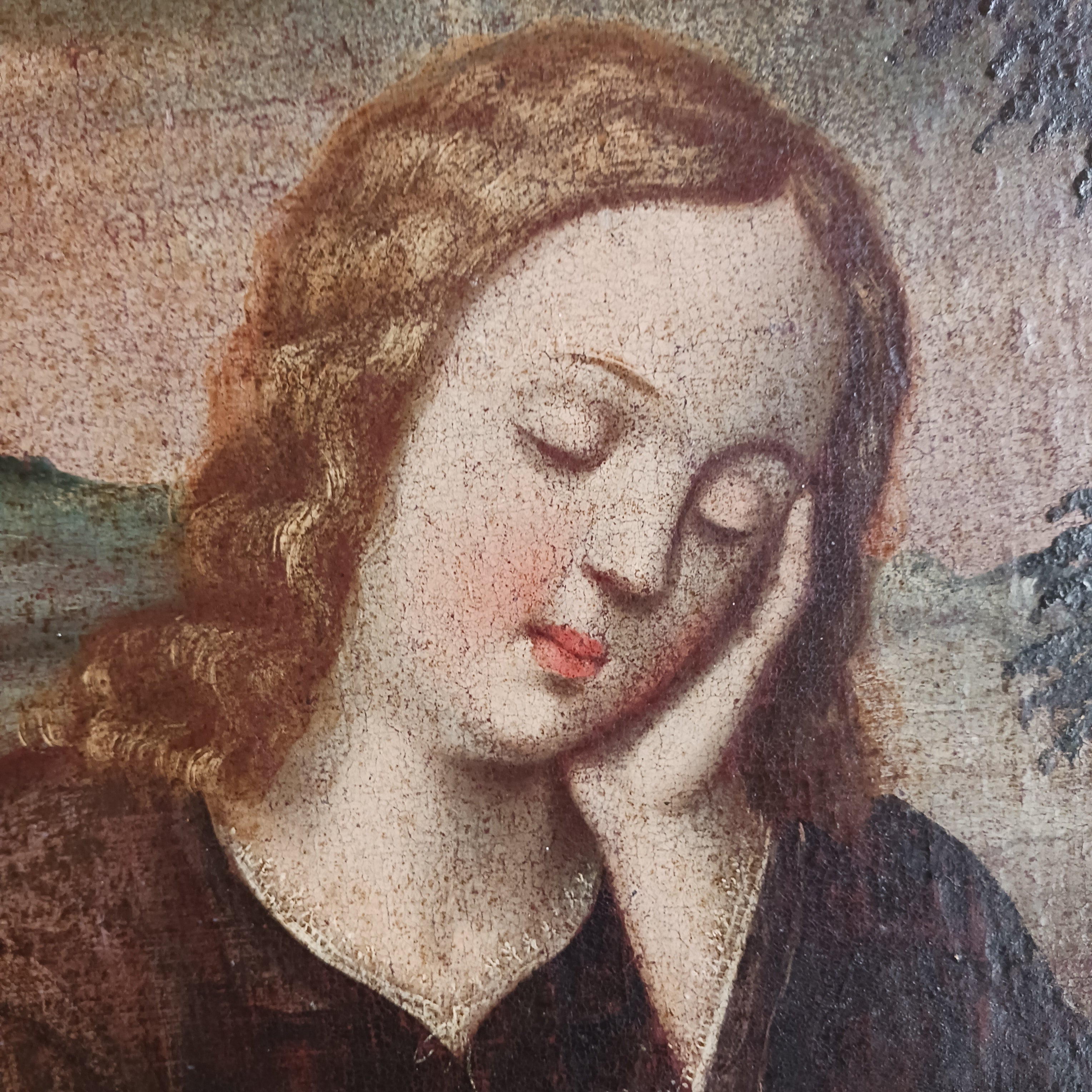 Our Lady of Sorrows 18th Century Oil on Canvas of the Madonna