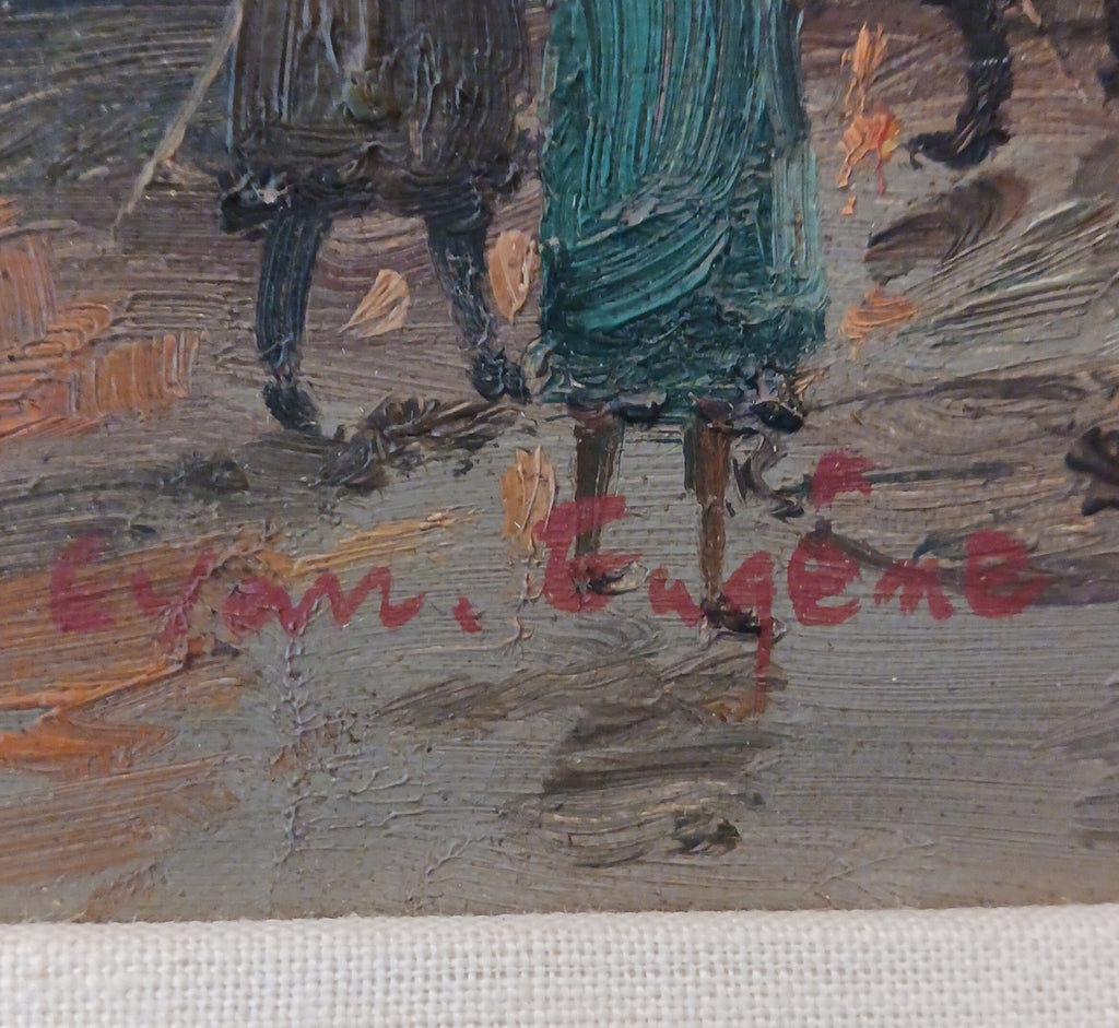 Paris Street oil on canvas by Evan Eugene 1960s Listed Artist