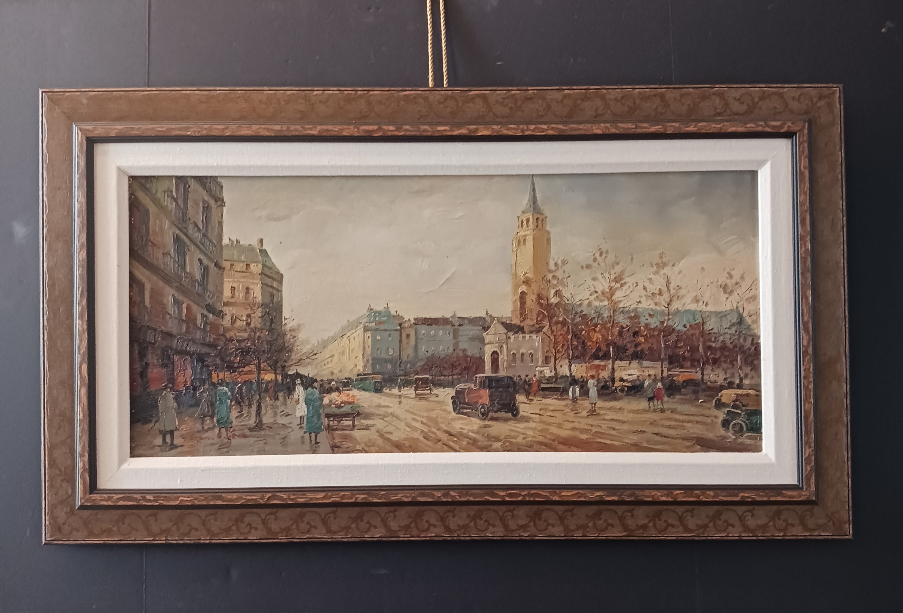 Paris Street oil on canvas by Evan Eugene 1960s Listed Artist