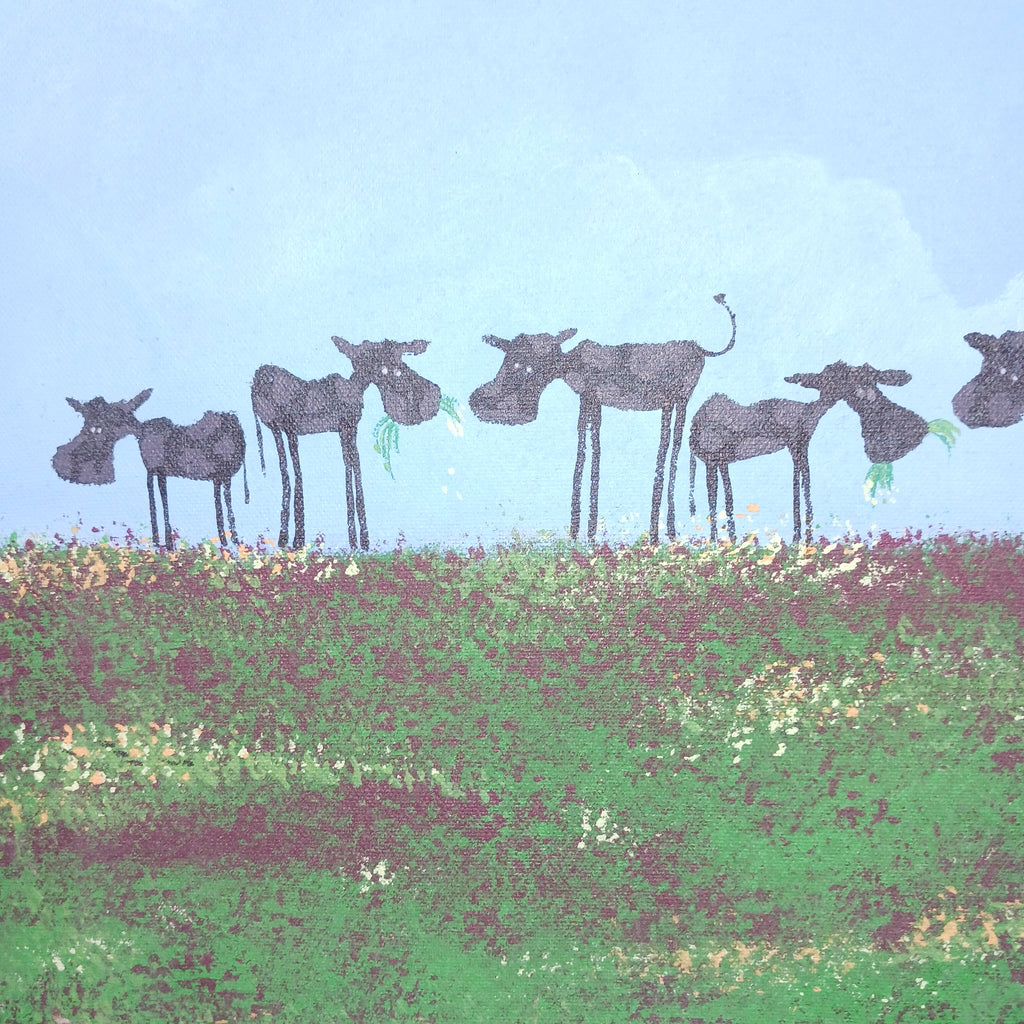 Twenty-Two Cows in a Field original acrylic painting on canvas by John Donato