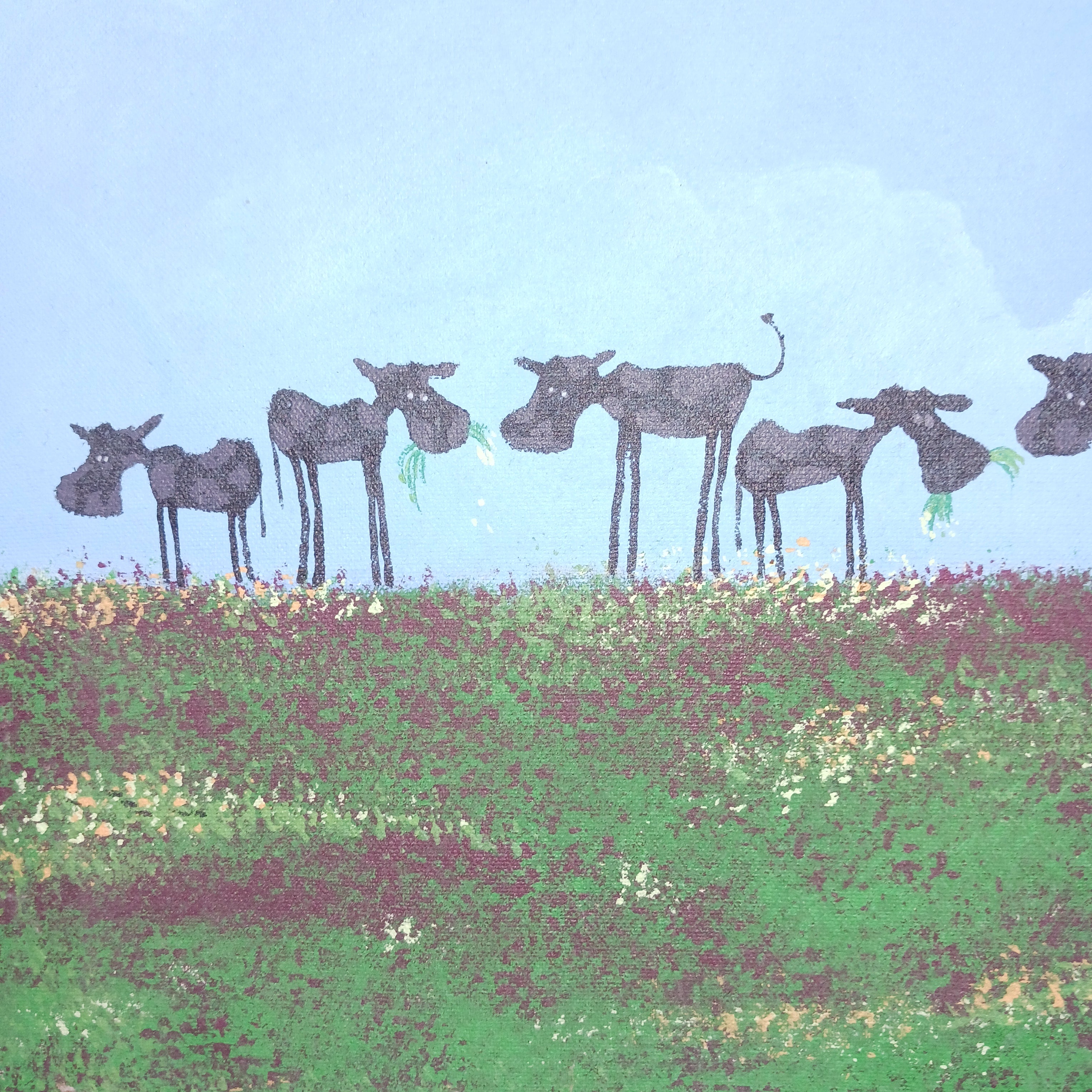 Twenty-Two Cows in a Field original acrylic painting on canvas by John Donato