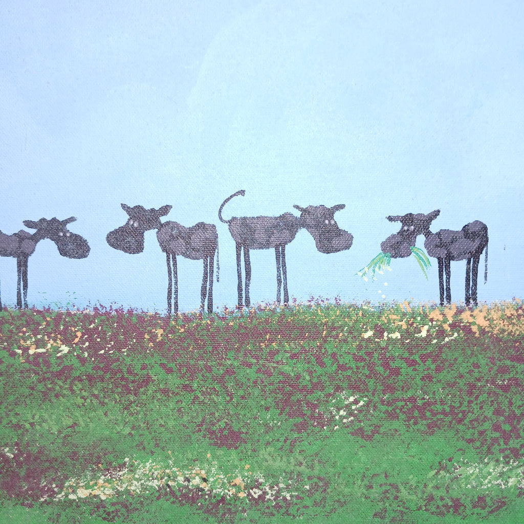 Twenty-Two Cows in a Field original acrylic painting on canvas by John Donato
