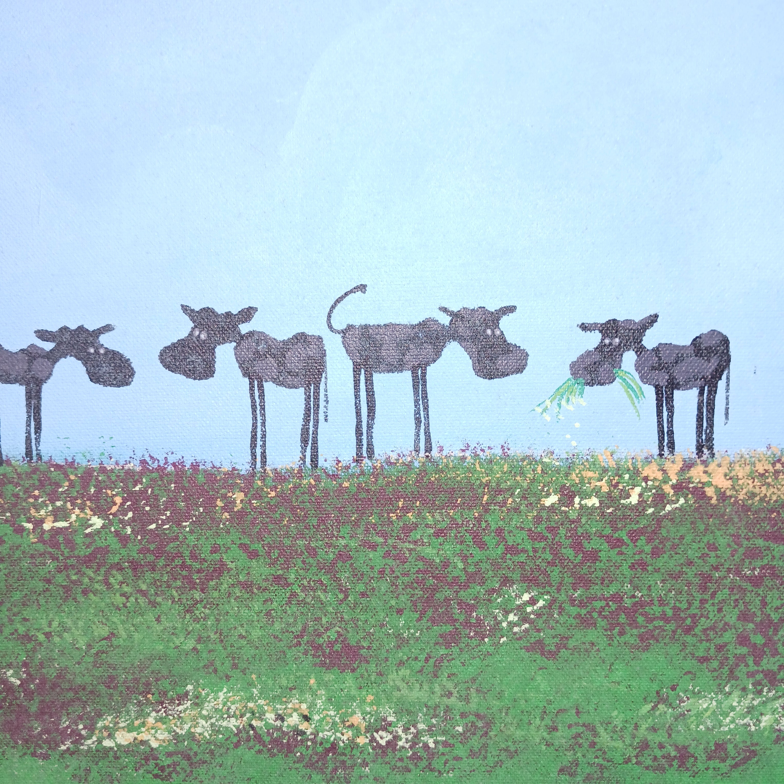 Twenty-Two Cows in a Field original acrylic painting on canvas by John Donato