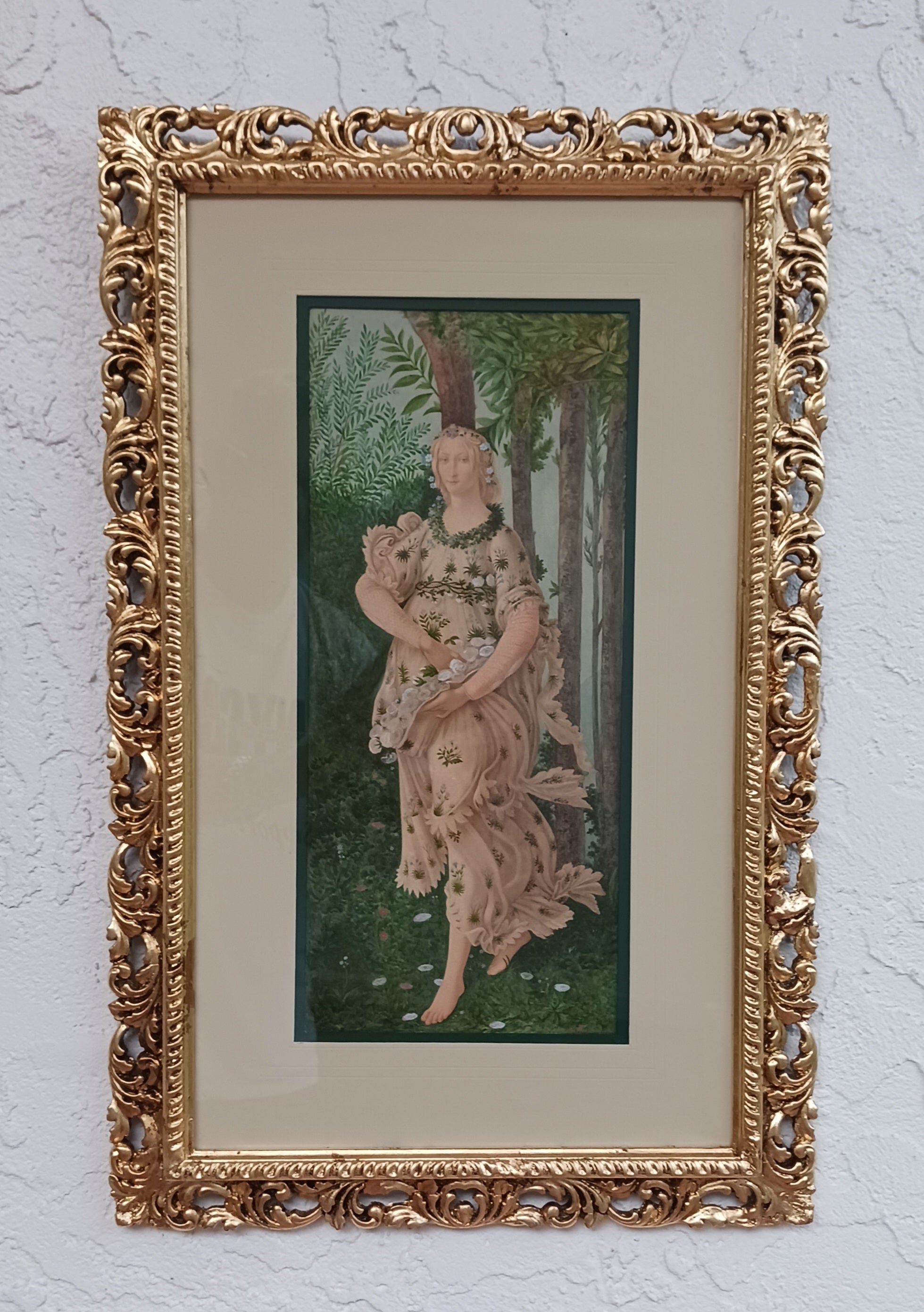 After Sandro Boticelli-Flora From La Primavera by G. Prosdocimi 1888 Watercolor