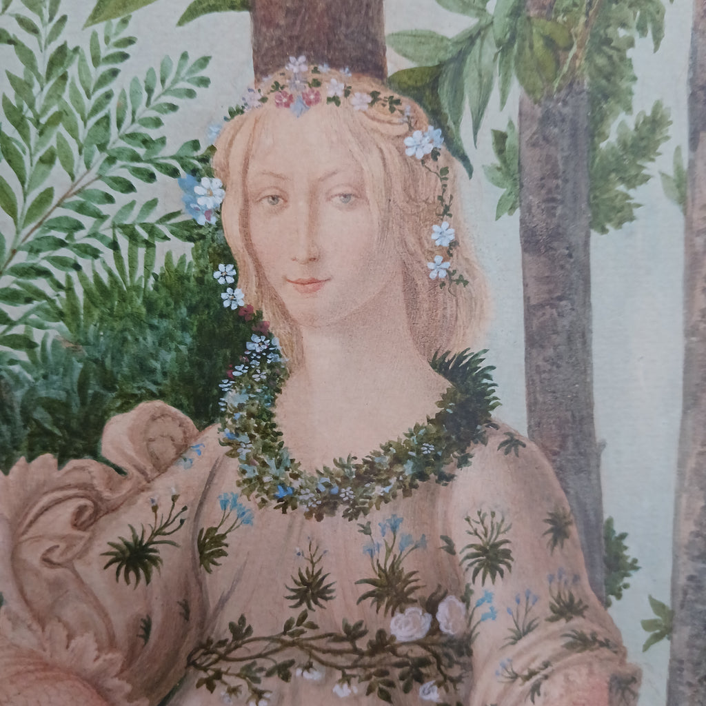 After Sandro Boticelli-Flora From La Primavera by G. Prosdocimi 1888 Watercolor