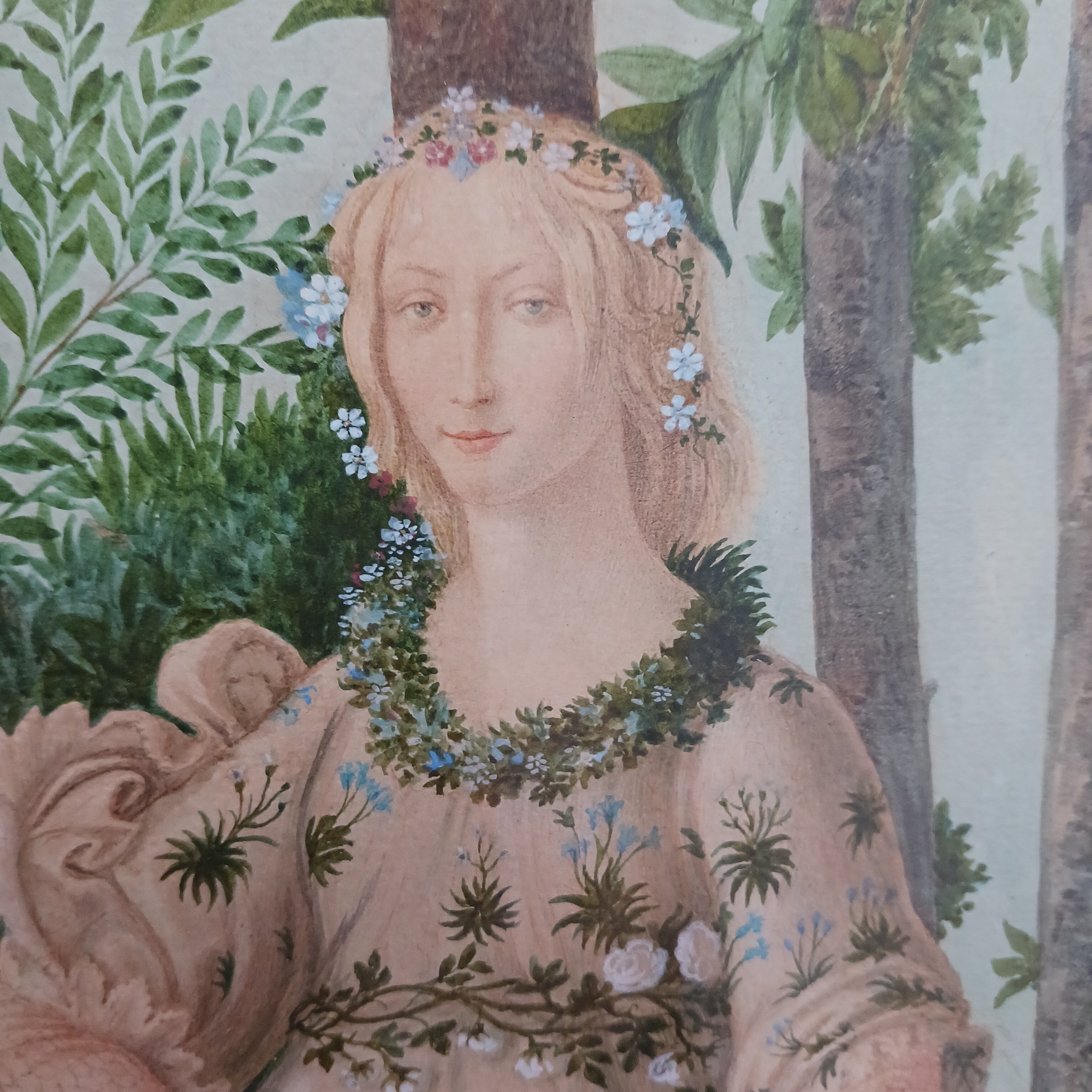 After Sandro Boticelli-Flora From La Primavera by G. Prosdocimi 1888 Watercolor