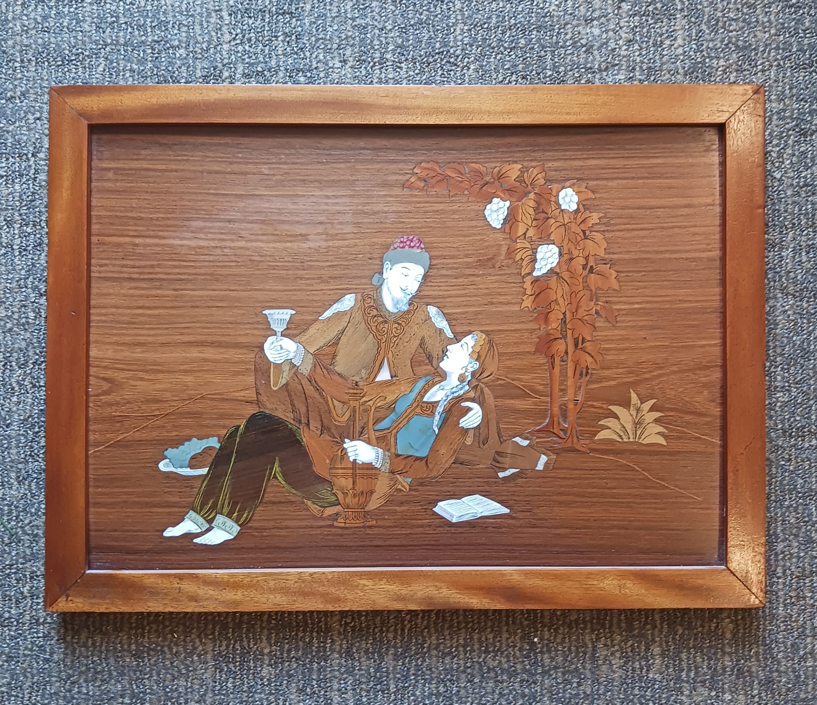 Exotic Persian Style Inlaid Art Panel - A Jug of Wine, a Loaf of Bread, and Thou