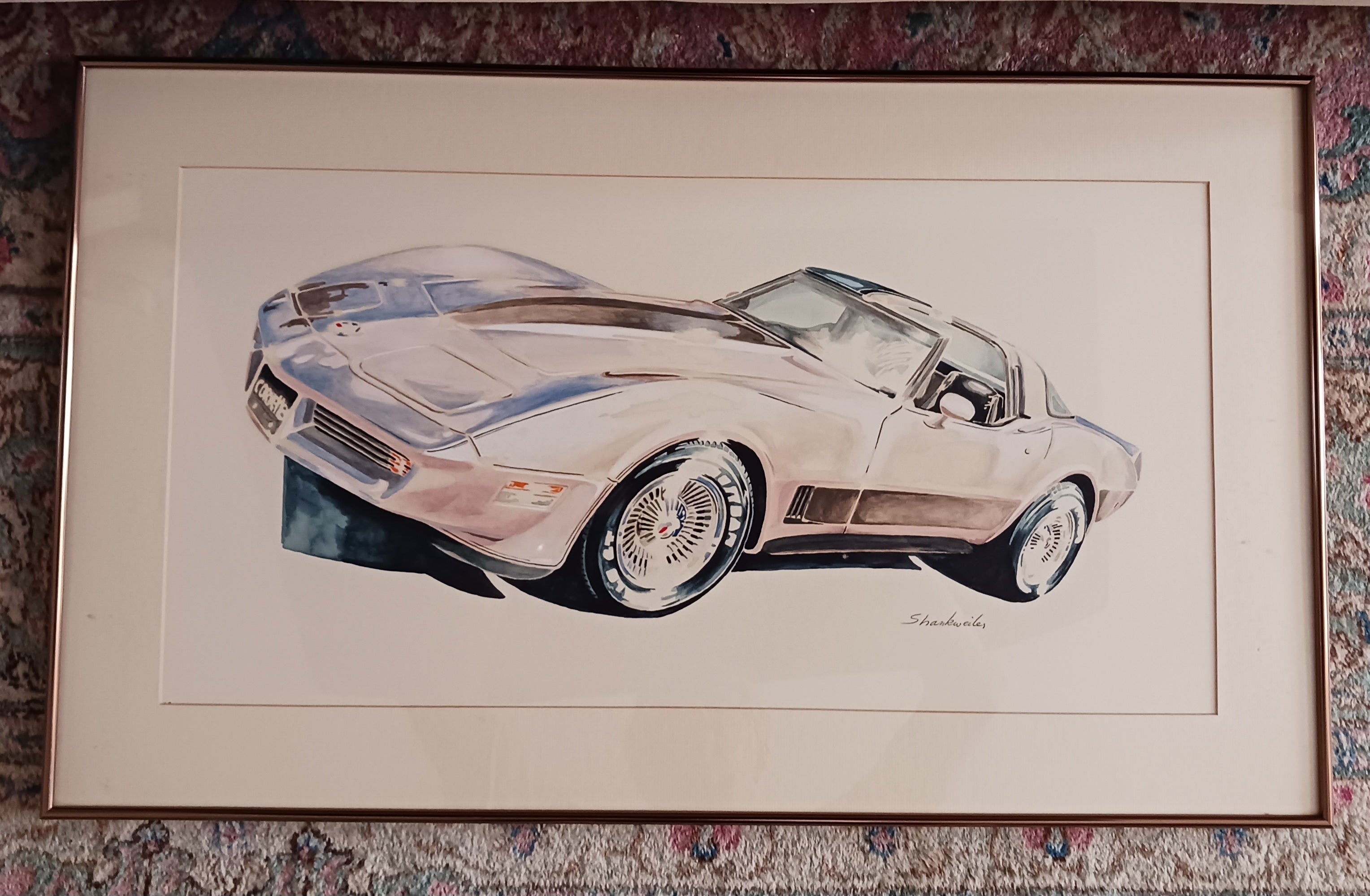 1982 Corvette - Watercolor on paper by David Shankweiler