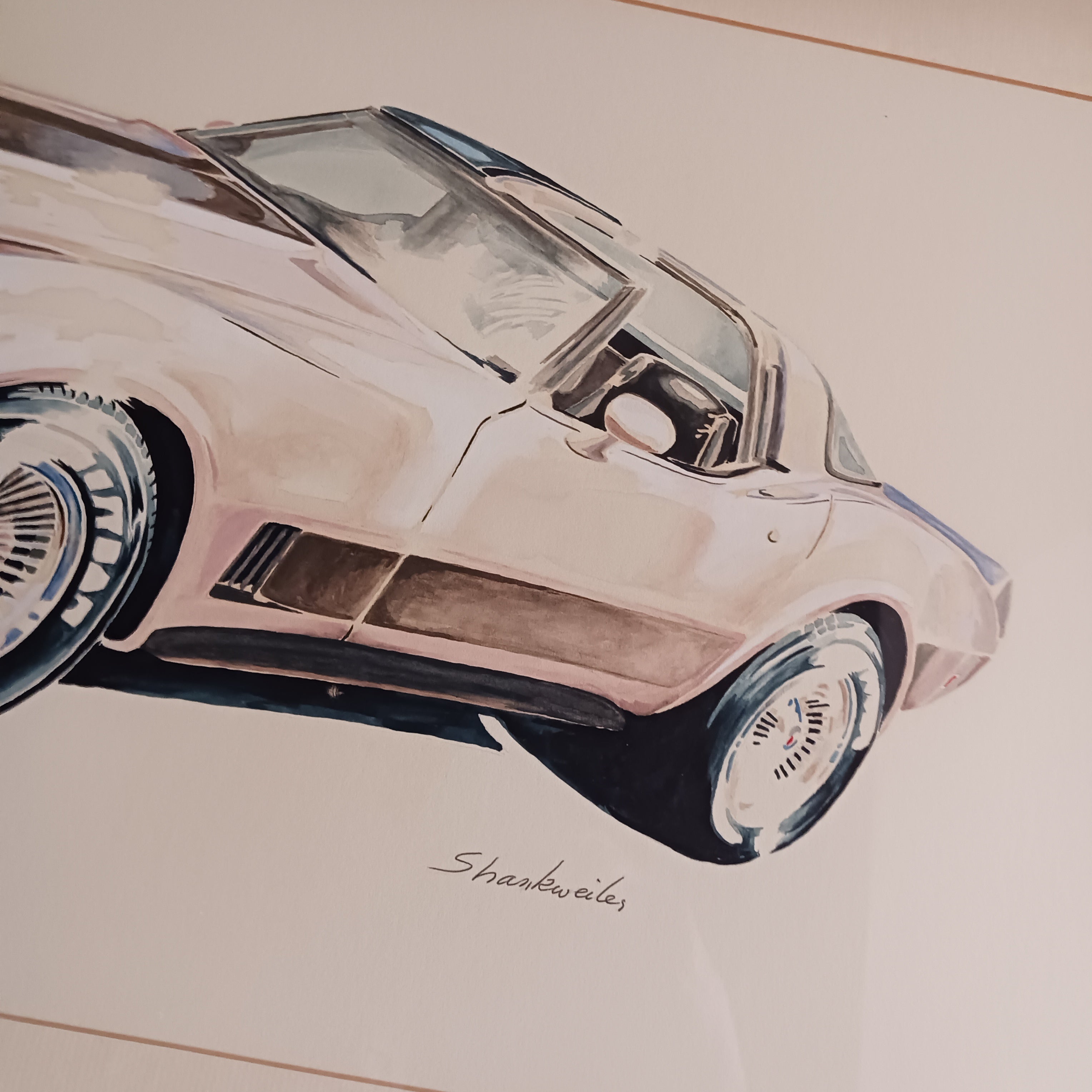 1982 Corvette - Watercolor on paper by David Shankweiler