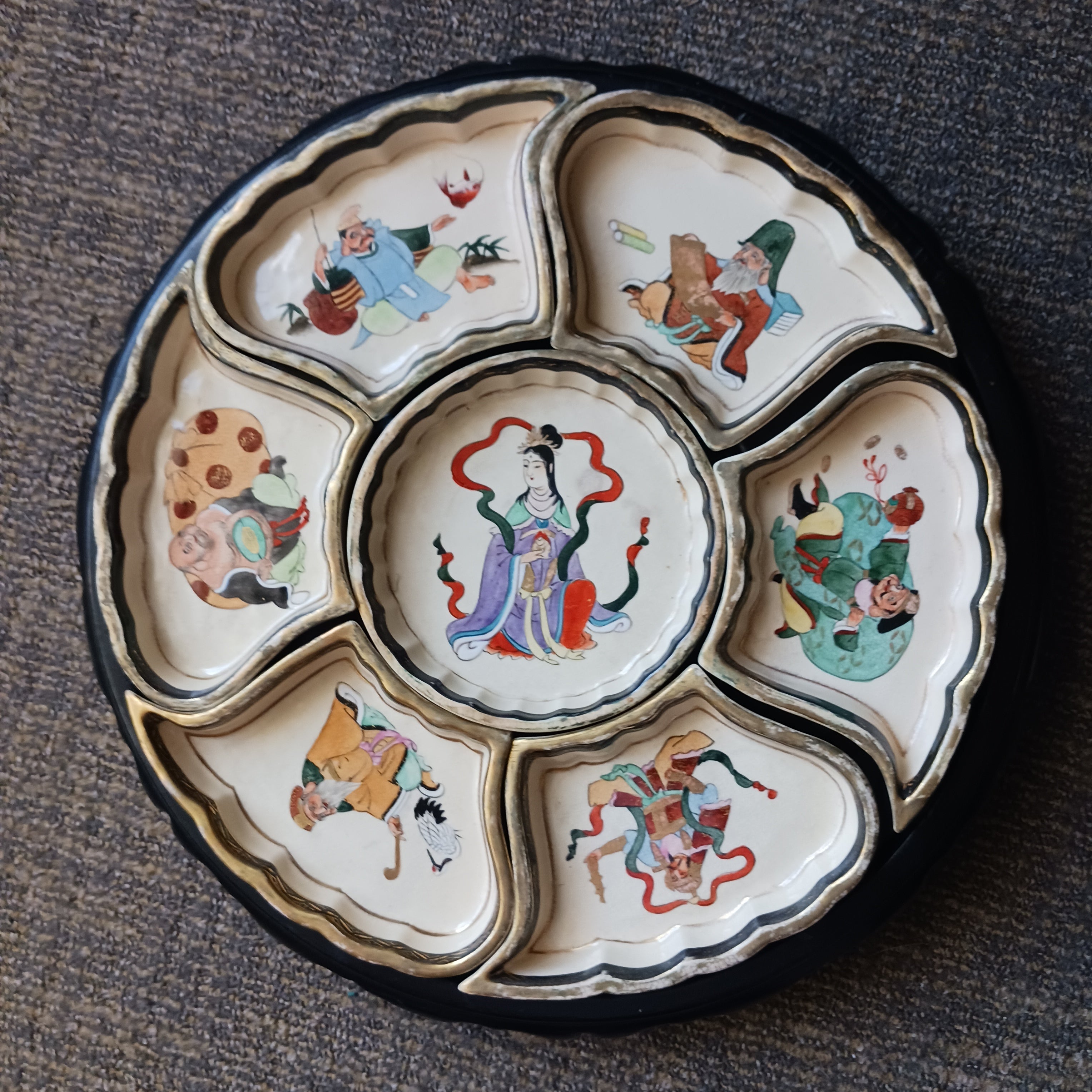 1940s Japanese Immortals Relish or Condiment Tray