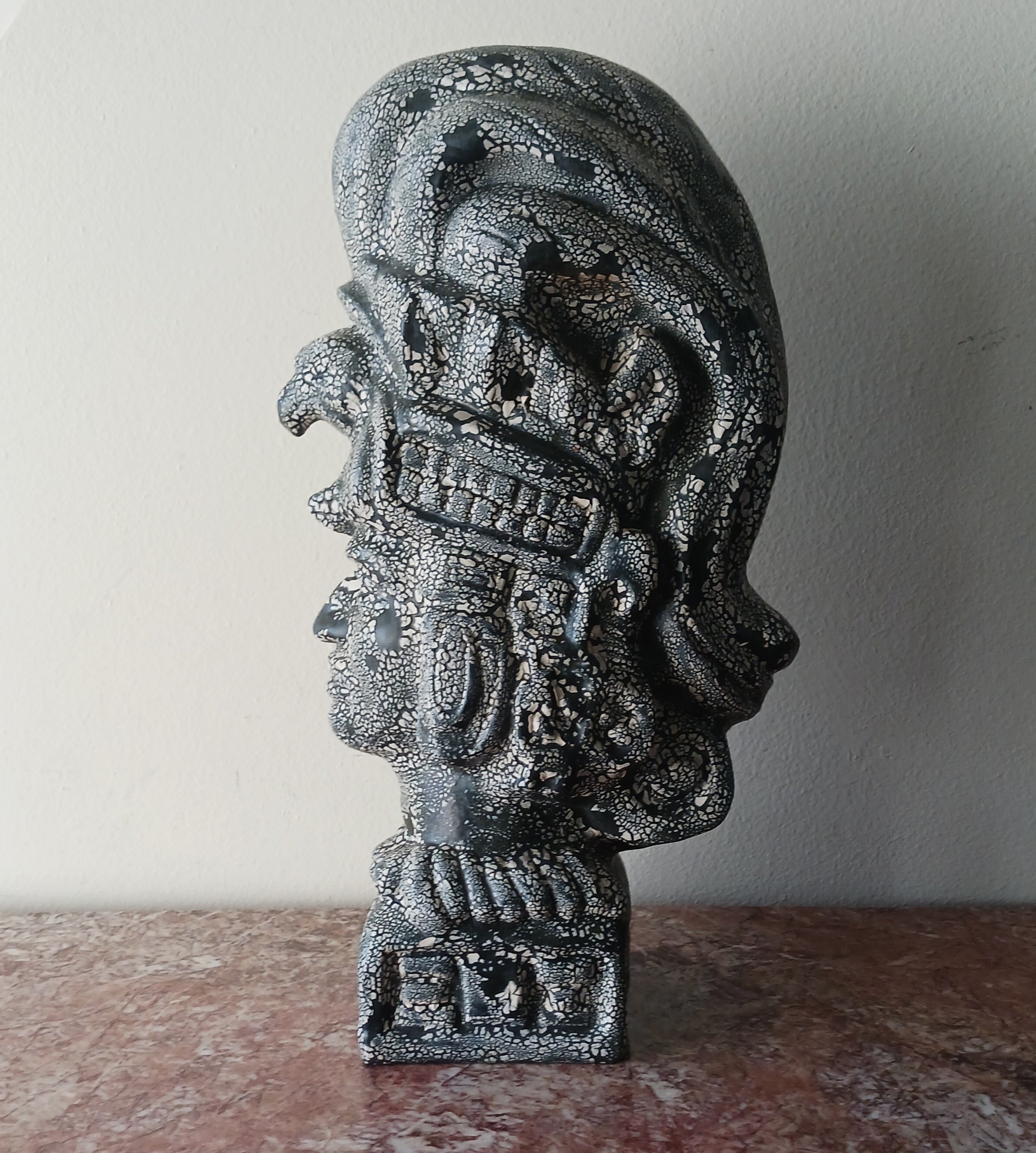 Vintage Ceramic Sculpture of an Ancient Hawaiian Warrior Chief