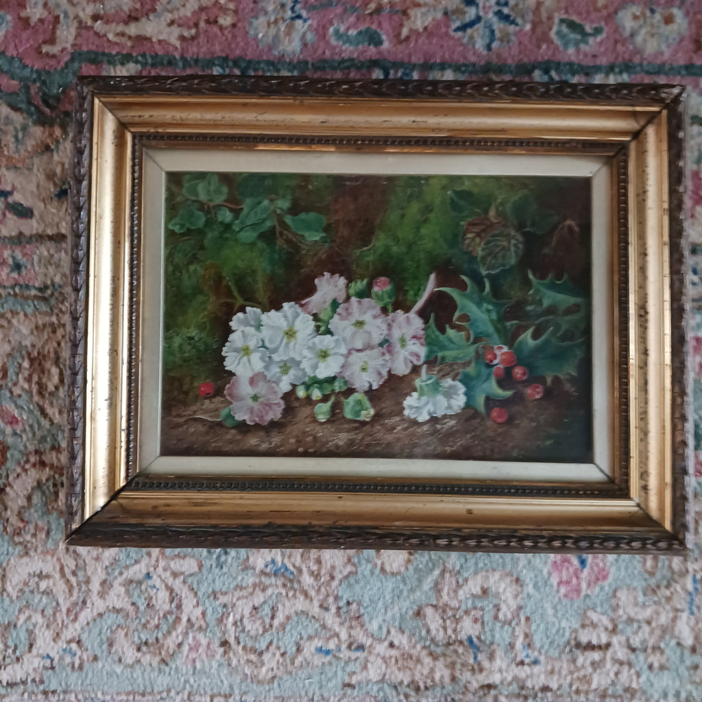 American Outdoor Still Life Painting - Oil on board, 1873