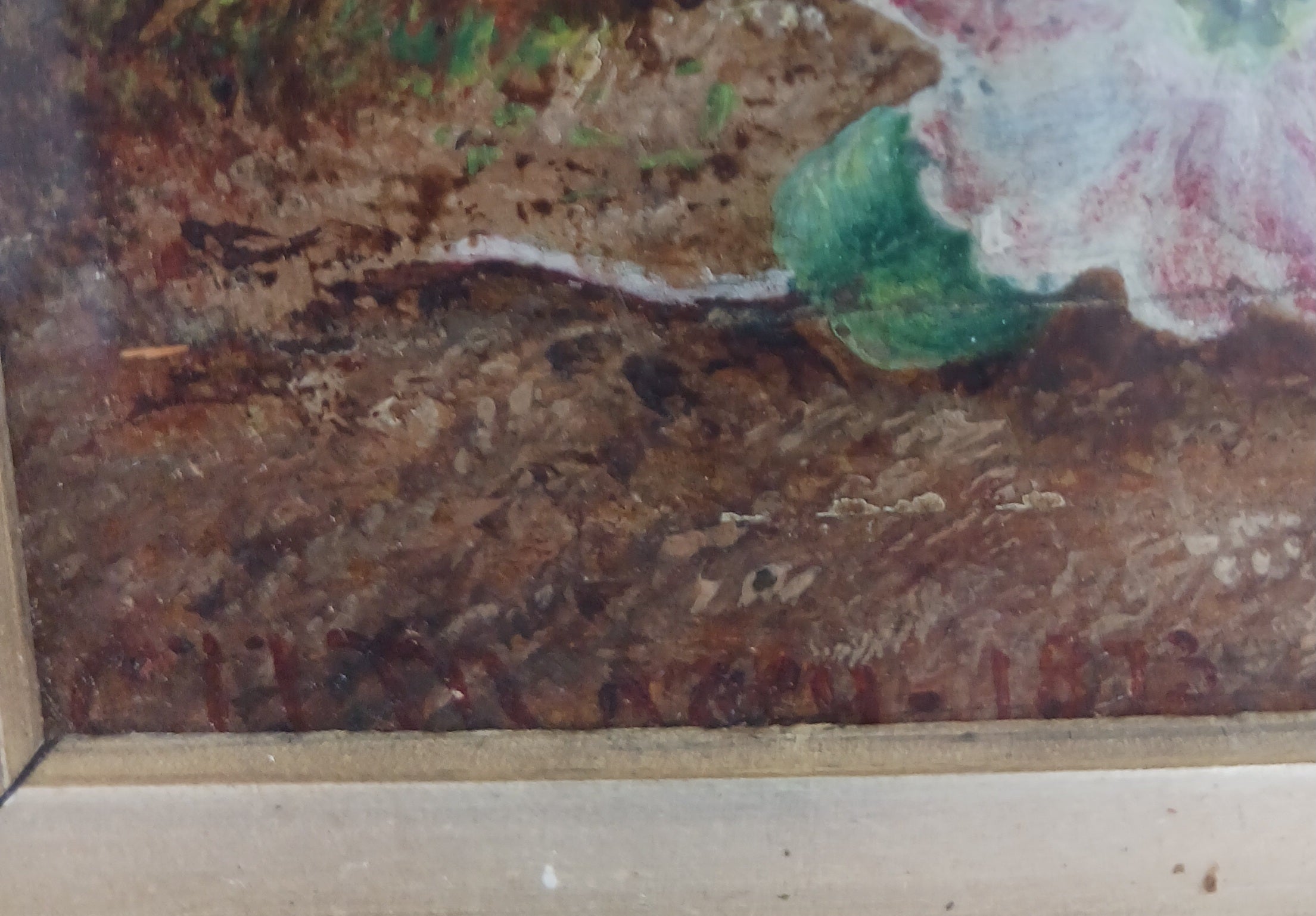 American Outdoor Still Life Painting - Oil on board, 1873